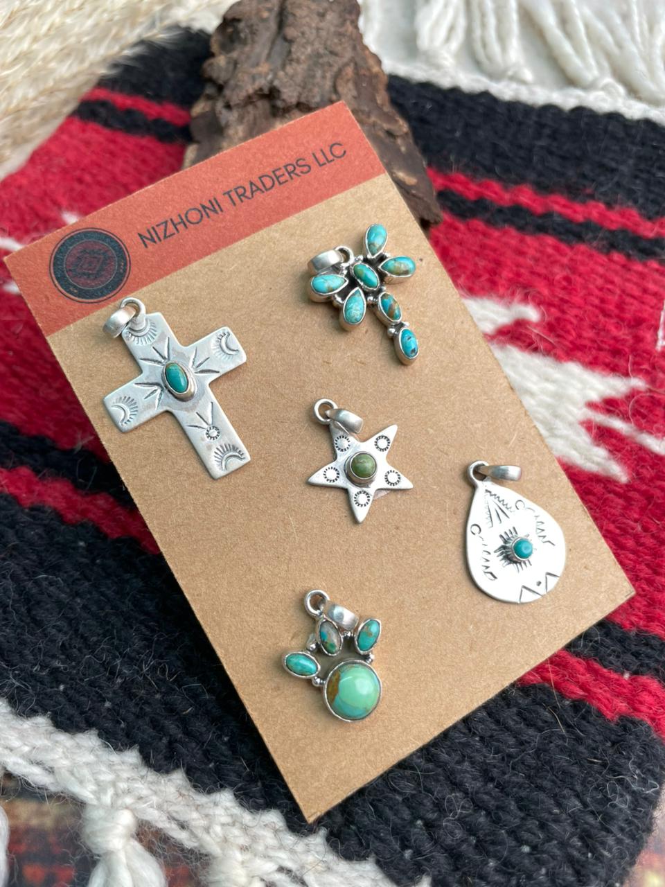 Handmade Sterling Silver Kingman Turquoise Pendant Card