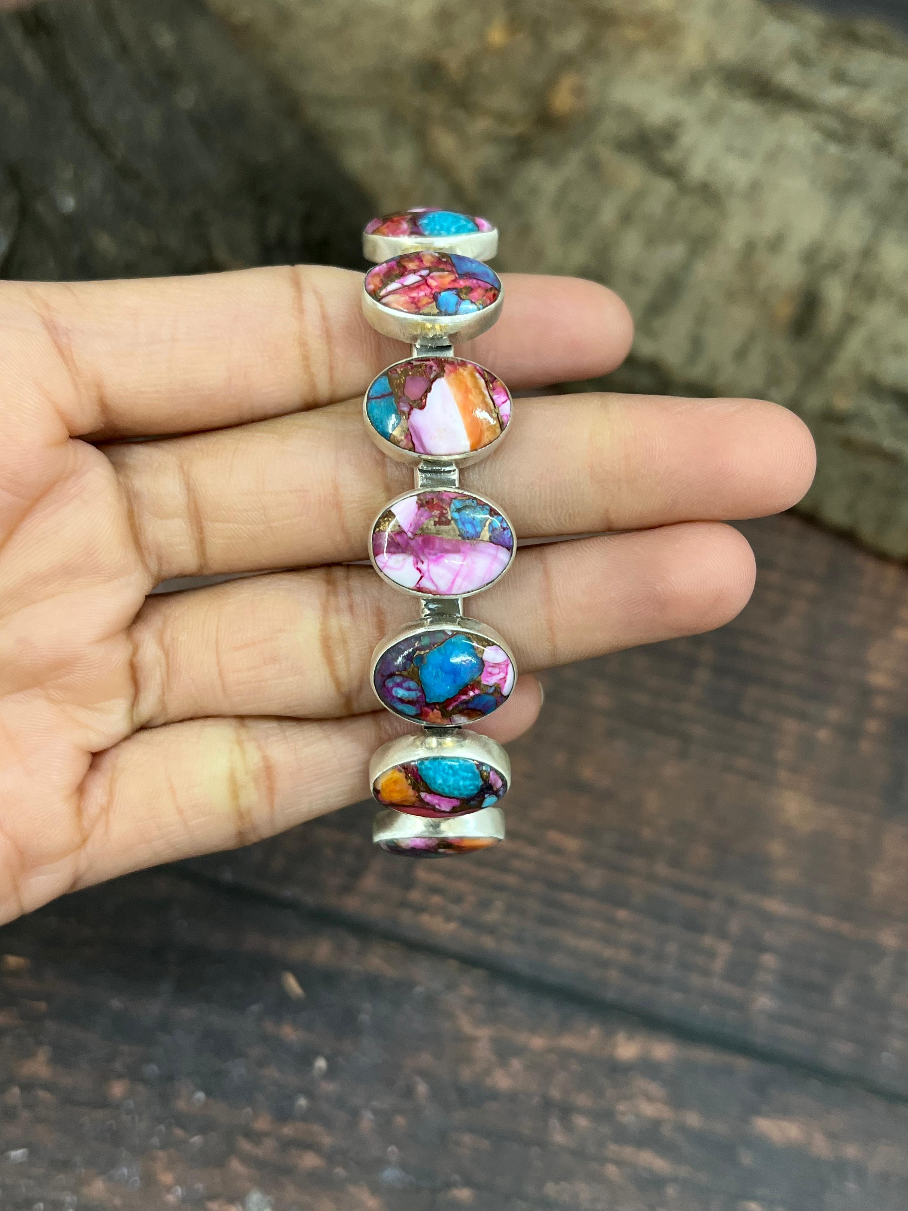 Handmade Sterling Silver Pink Dream Bracelet with Signed Nizhoni (2)