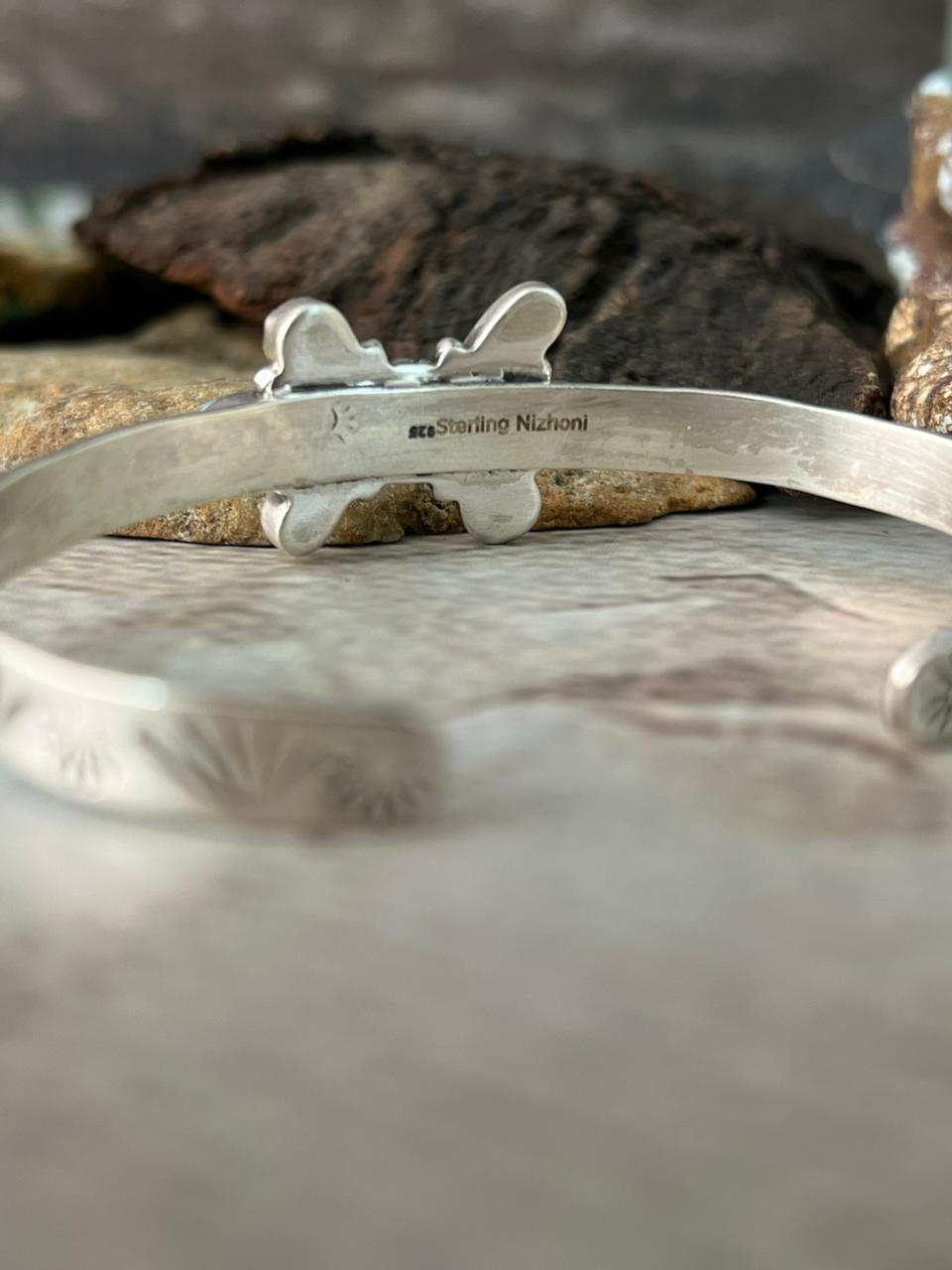 Handmade Sterling Silver Golden Hills Turquoise Bracelet "Signed Nizhoni"