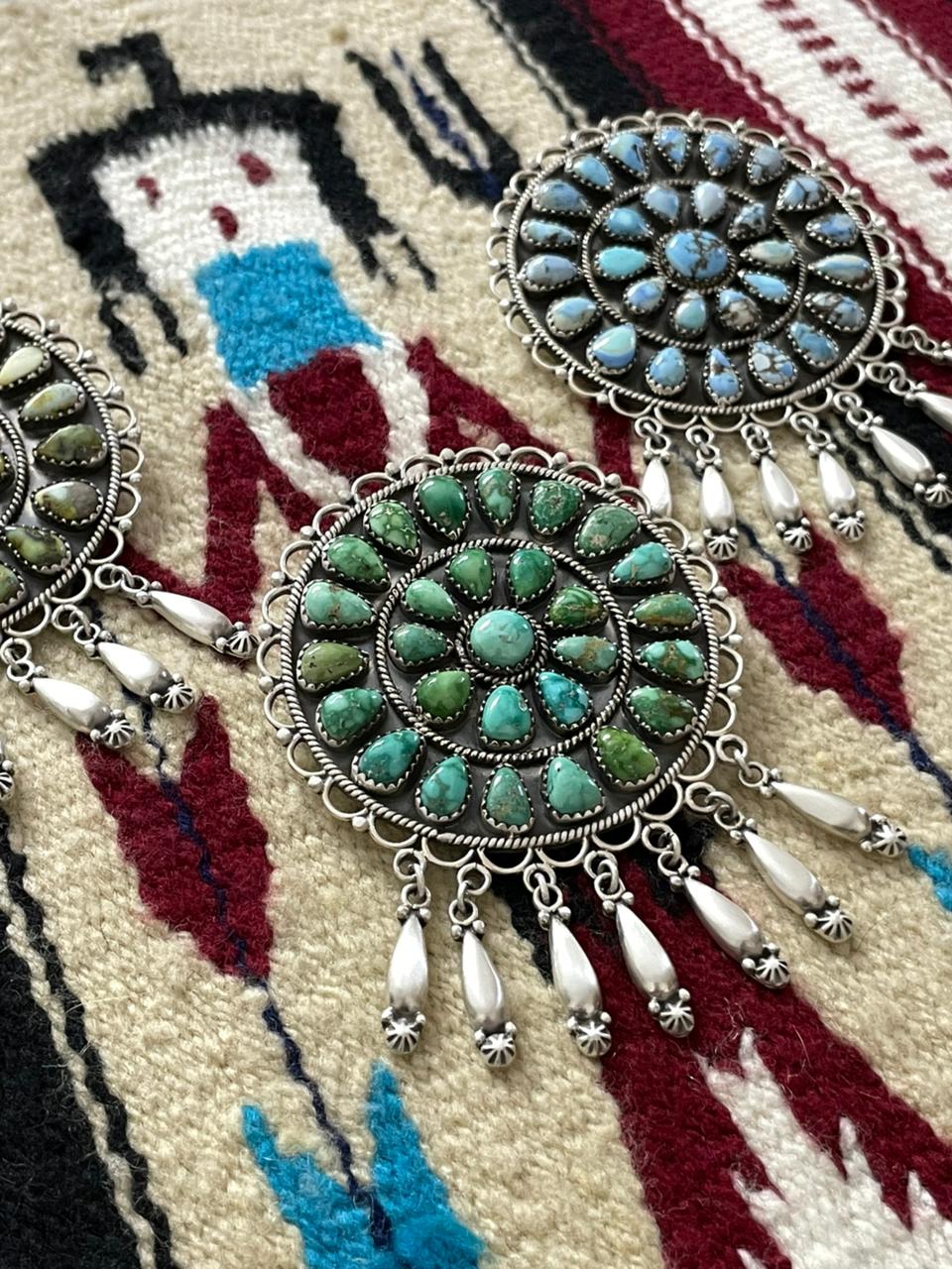 Handmade Sterling Silver Multi Stone Pendant "Signed Nizhoni"