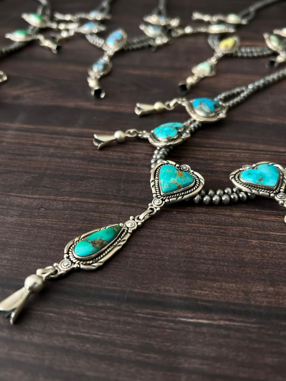 Handmade Sterling Silver Beaded Multi Stone Necklace "Signed Nizhoni"