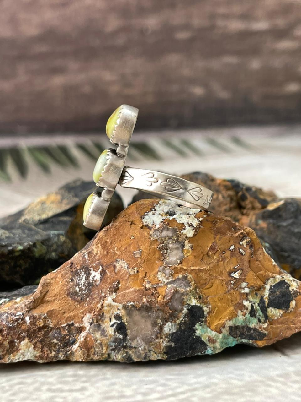 Handmade Sterling Silver Palomino Turquoise Adjustable Ring "Signed Nizhoni"