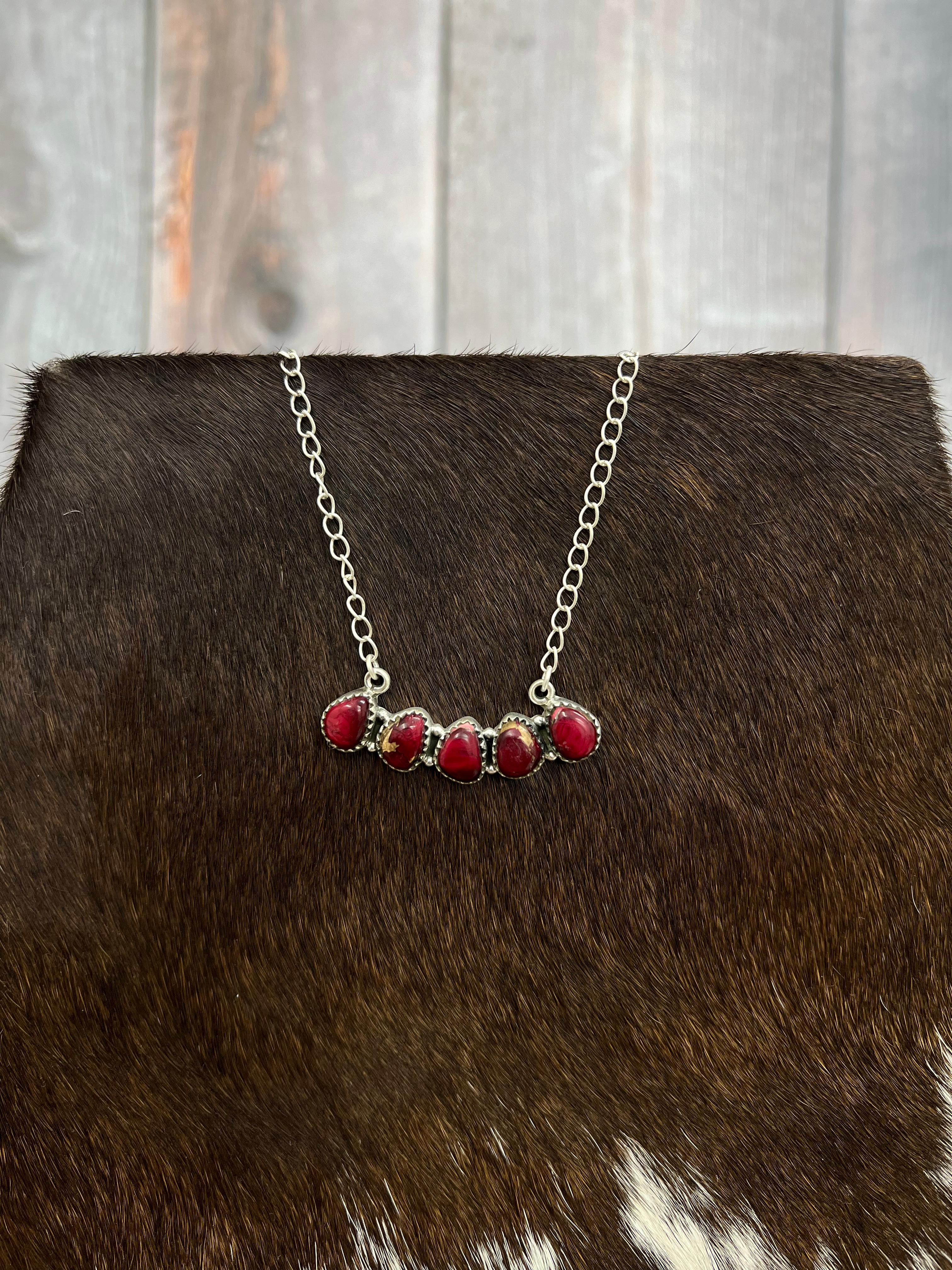 Handmade Sterling Silver Dahlia Rose Necklace with Signed Nizhoni