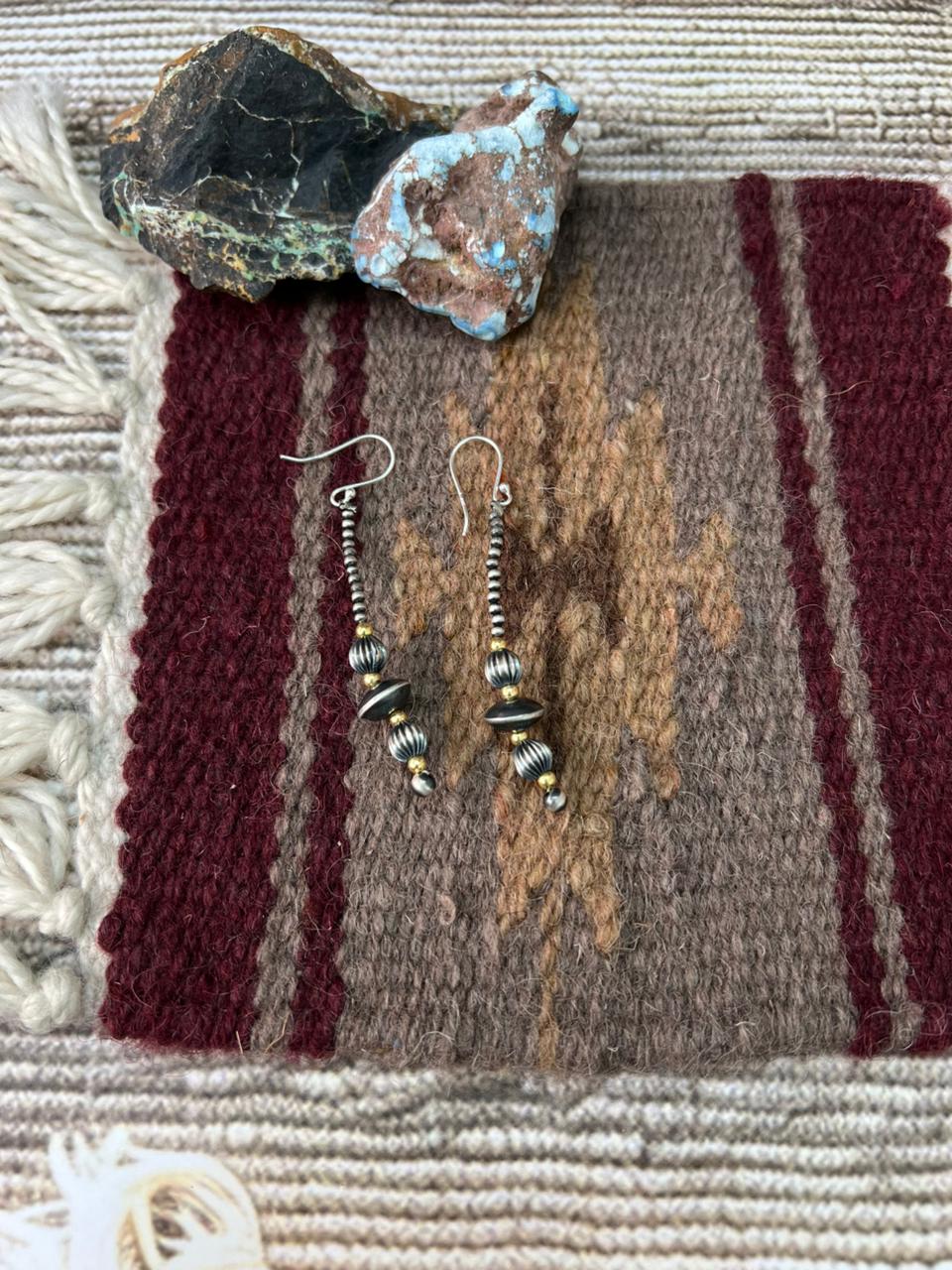 Handmade Sterling Silver Hook Dangle Beaded Earrings
