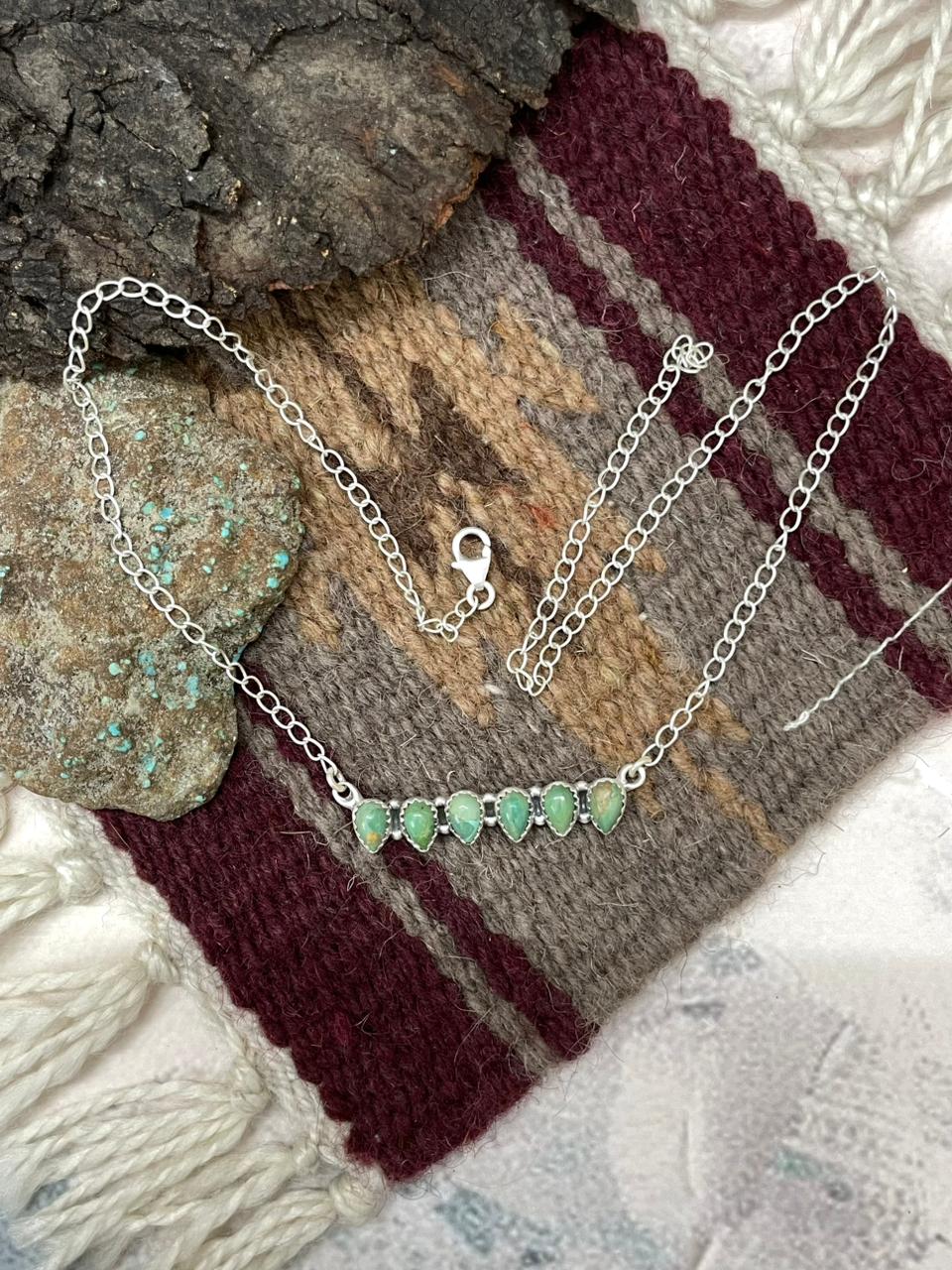 Handmade Sterling Silver Kingman Turquoise Necklace "Signed Nizhoni"