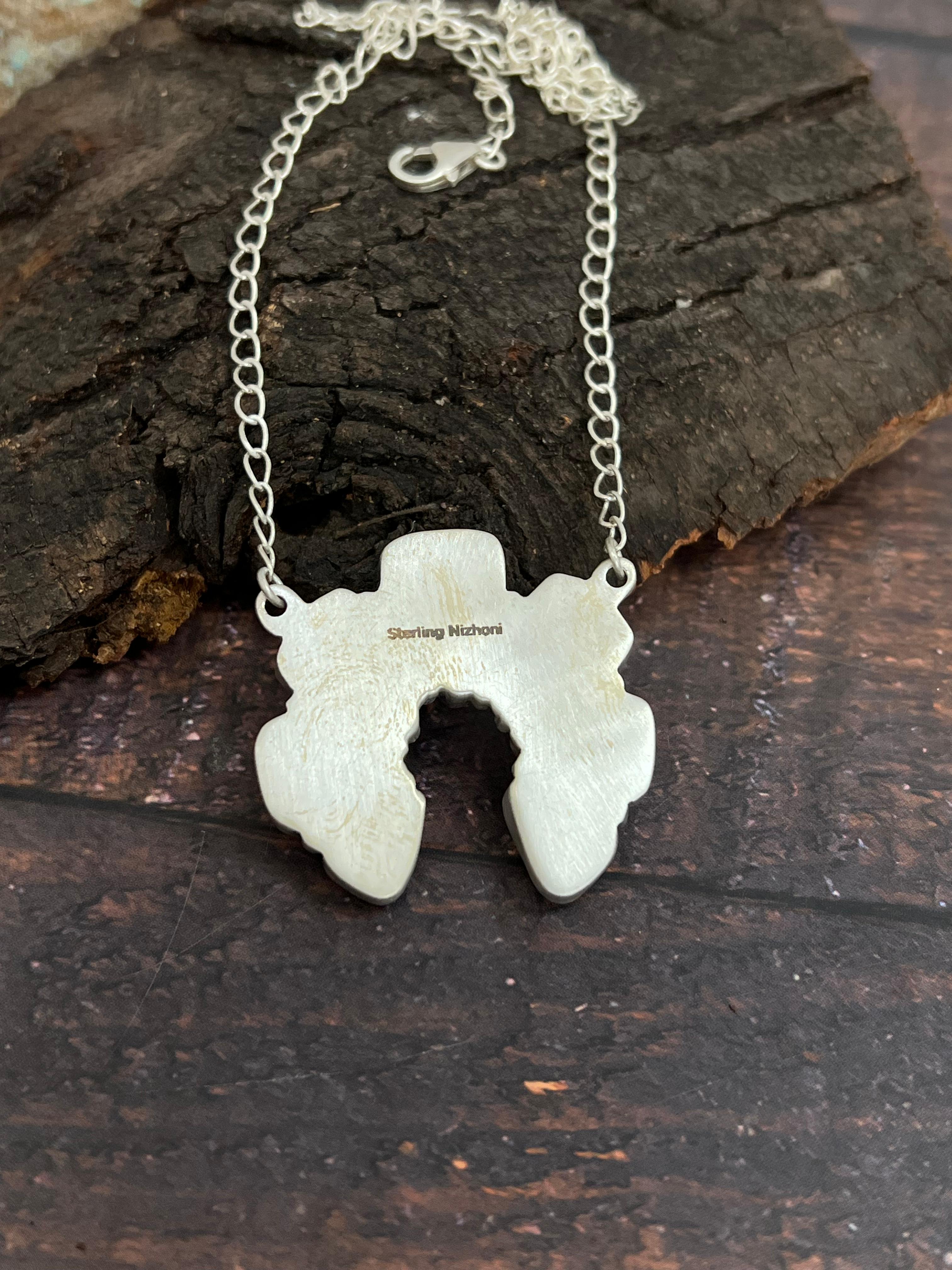 Handmade Sterling Silver Honey Dahlia Naja Necklace with Signed Nizhoni