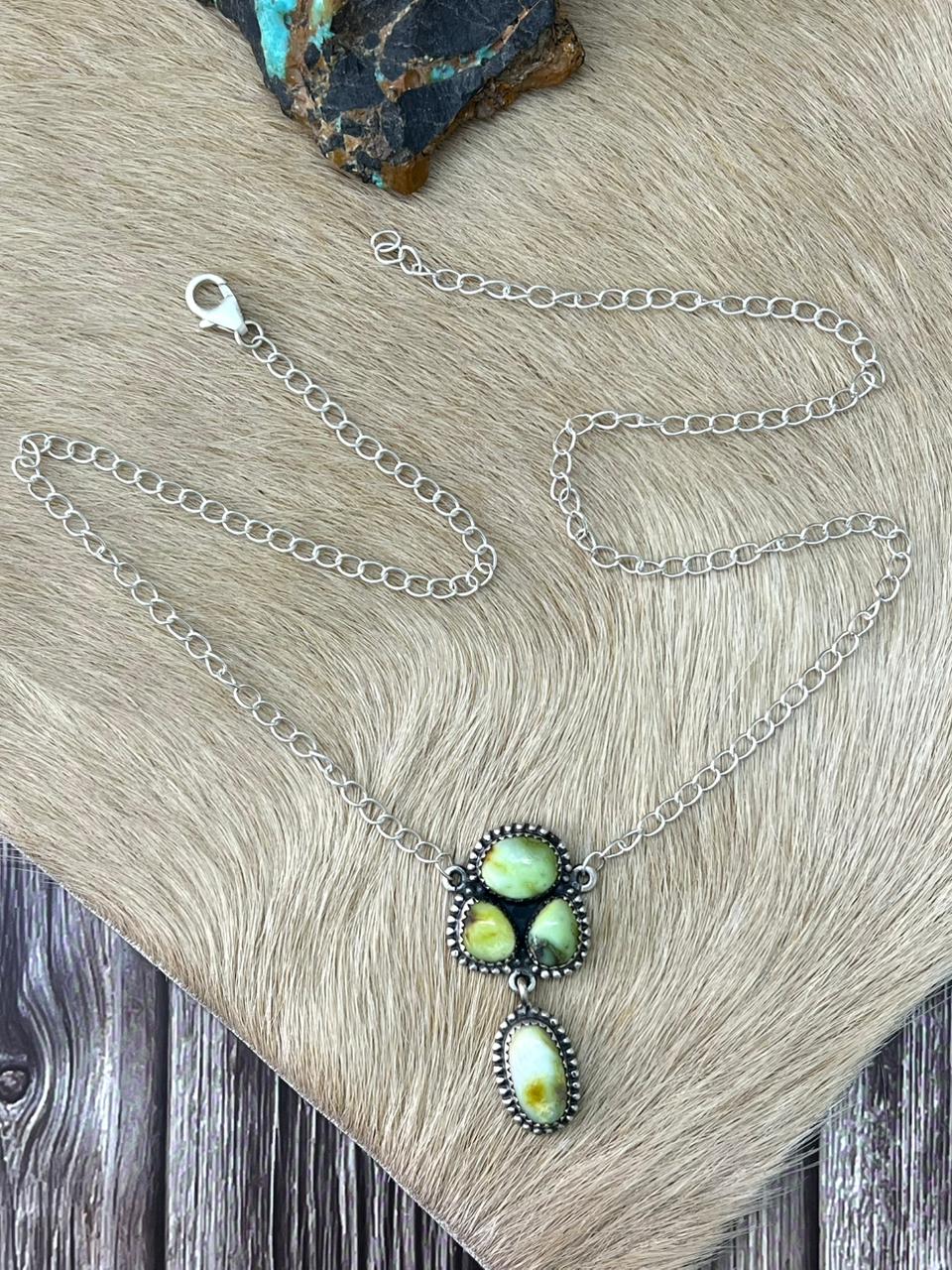 Handmade Sterling Silver Palomino Turquoise Necklace "Signed Nizhoni"