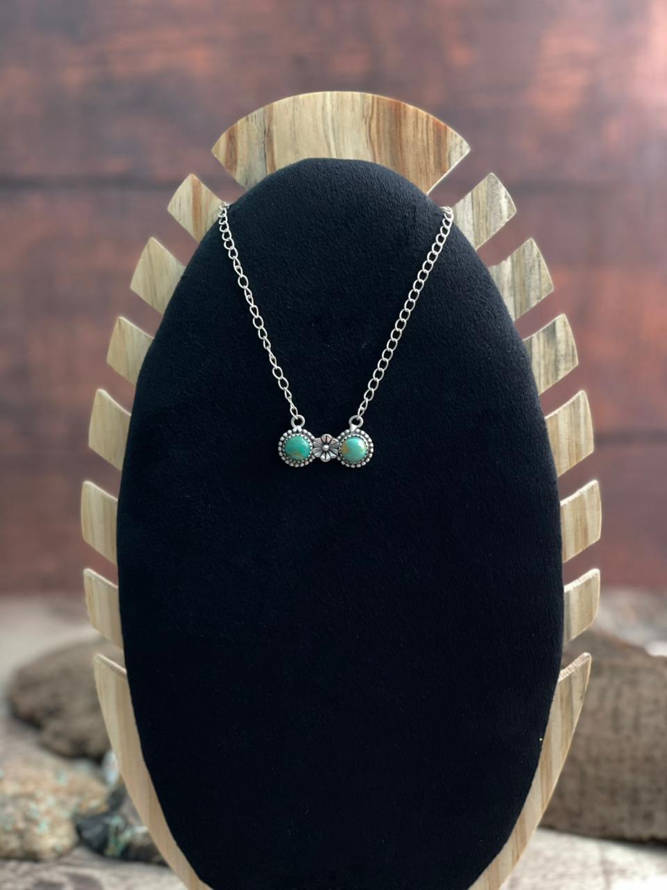 Handmade Sterling Silver Kingman Turquoise Necklace "Signed Nizhoni"