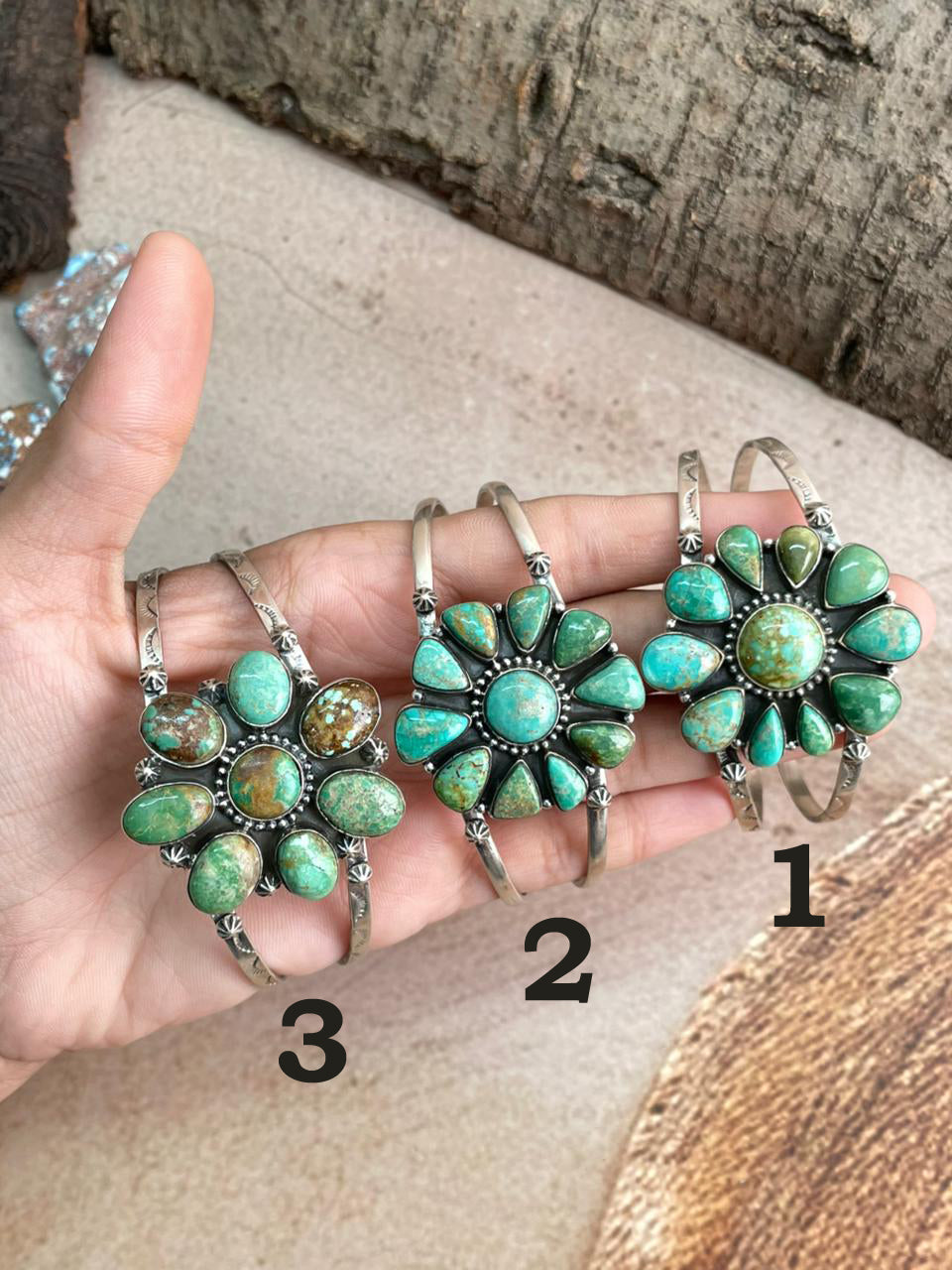 Handmade Sterling Silver Mantis Turquoise Cuff Bracelet with Signed Nizhoni