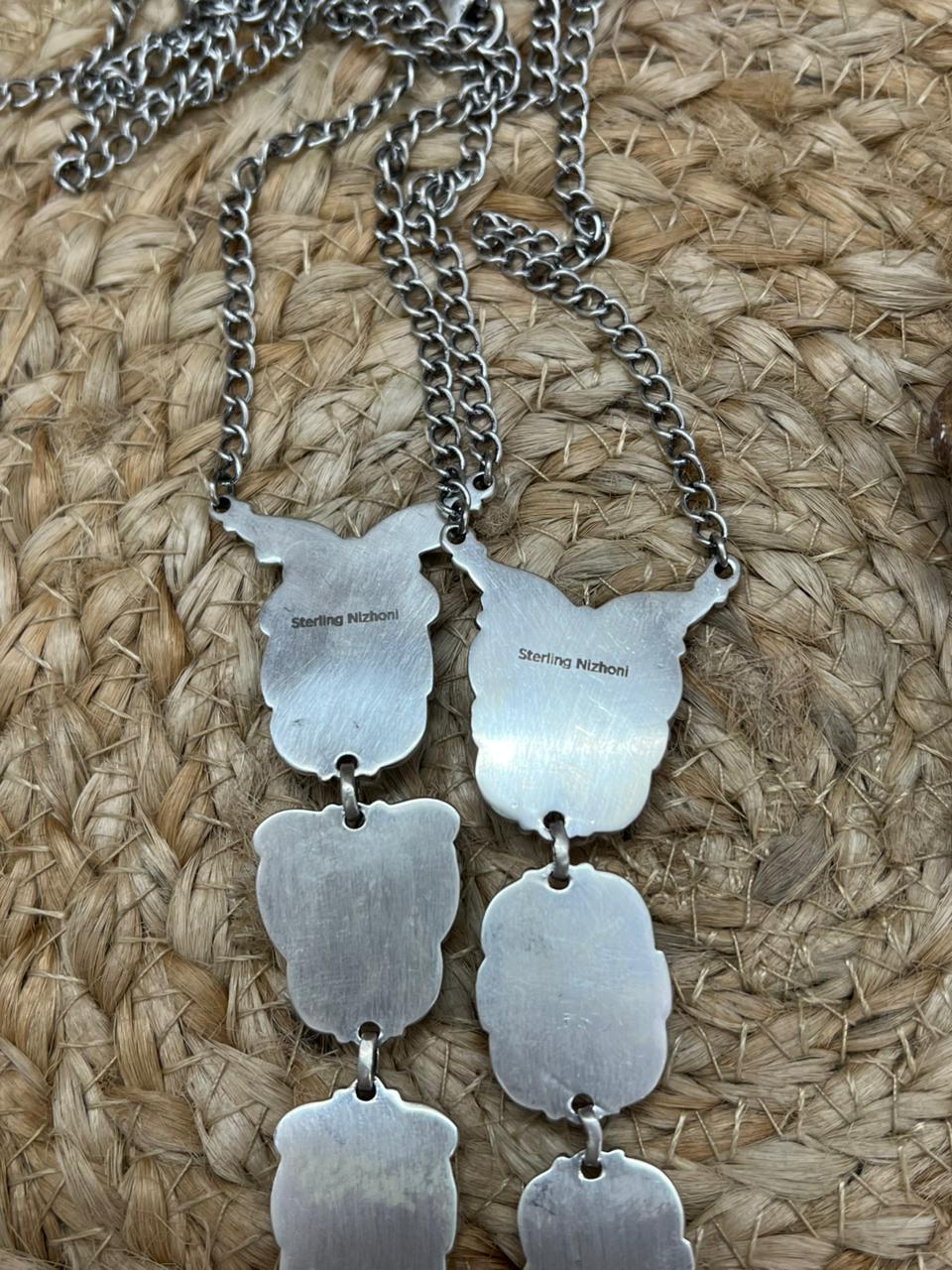 Handmade Sterling Silver Blackjack Turquoise Necklace "Signed Nizhoni"