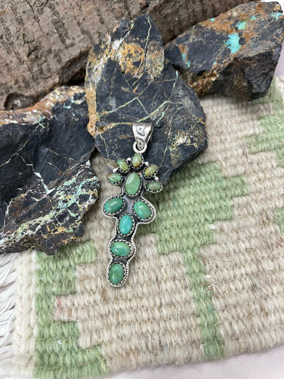 Handmade Sterling Silver Kingman Turquoise Pendant "Signed Nizhoni"