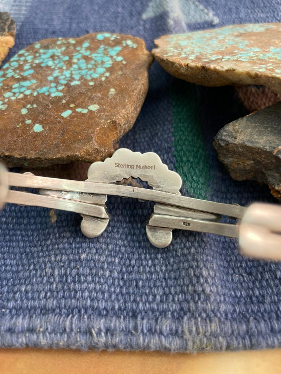 Handmade Sterling Silver White Buffalo Naja Cuff Bracelet "Signed Nizhoni"