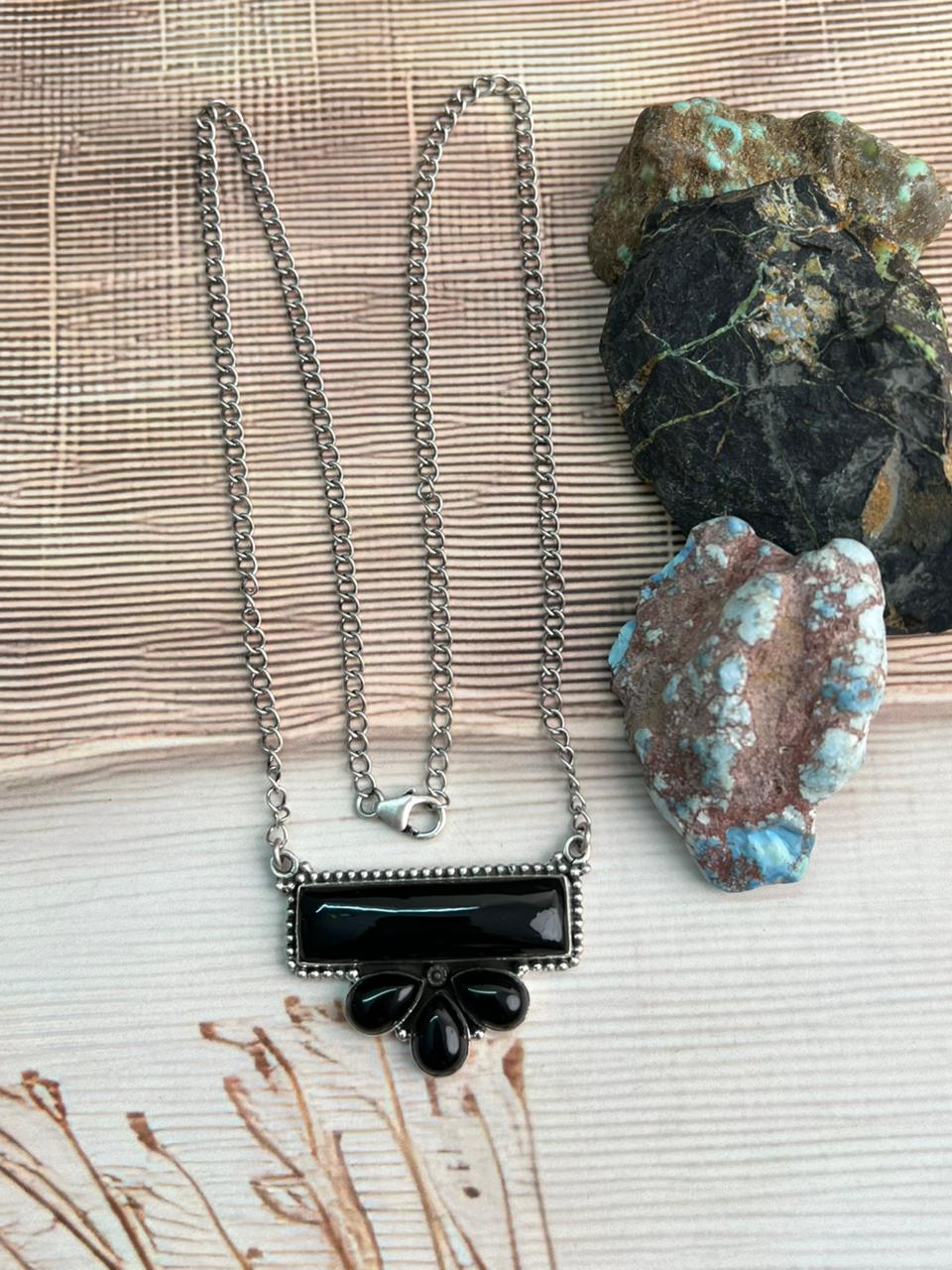 Handmade Sterling Silver Black Onyx Necklace "Signed Nizhoni"