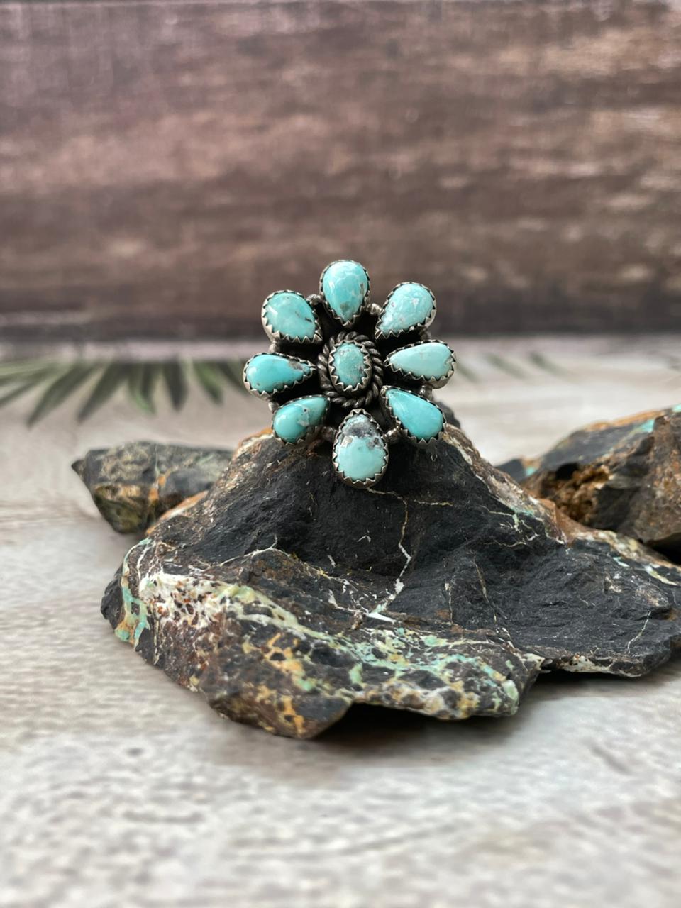 Handmade Sterling Silver White Water Adjustable Ring "Signed Nizhoni"