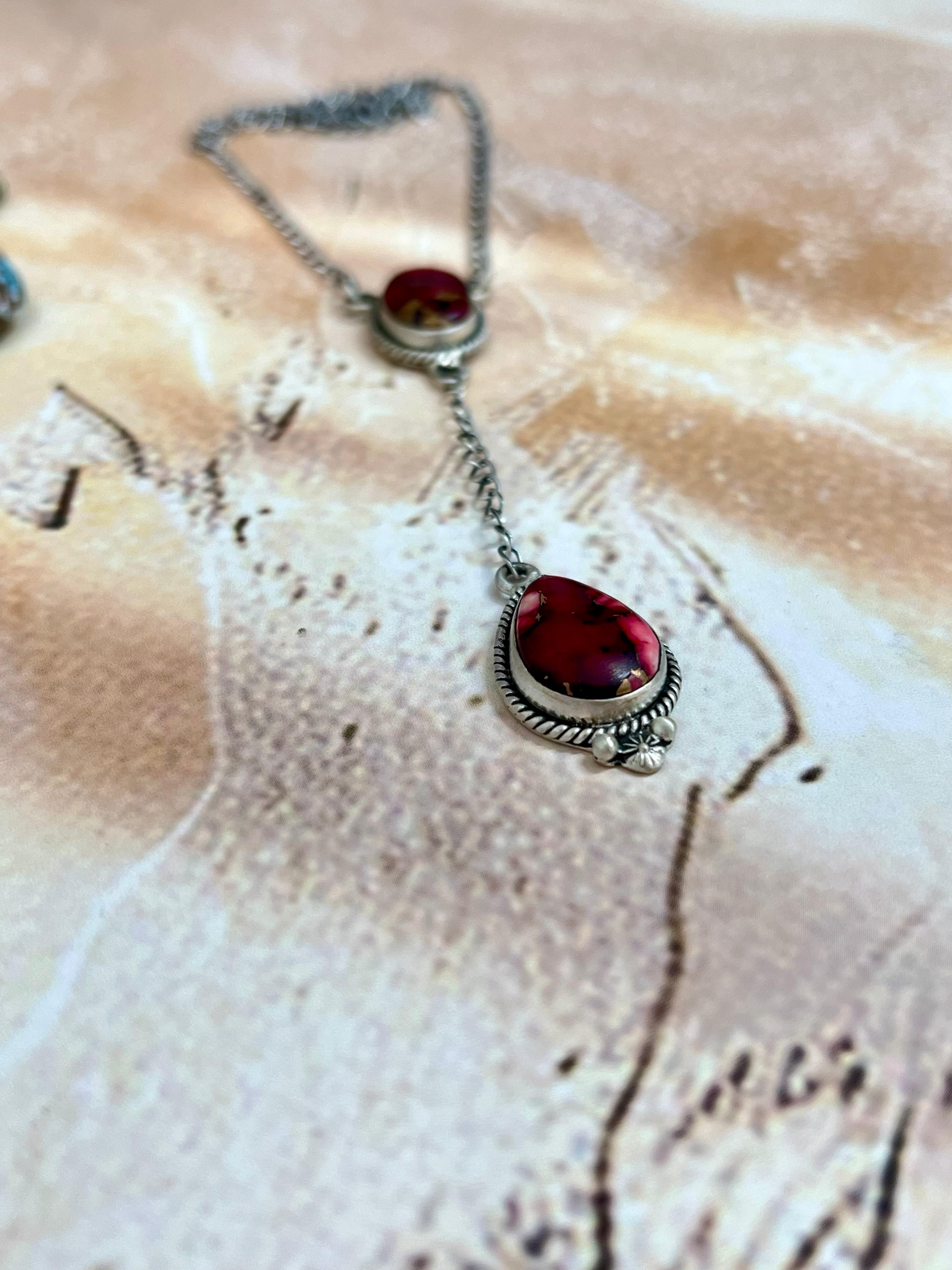 Handmade Sterling Silver Dahlia Rose Necklace with Signed Nizhoni