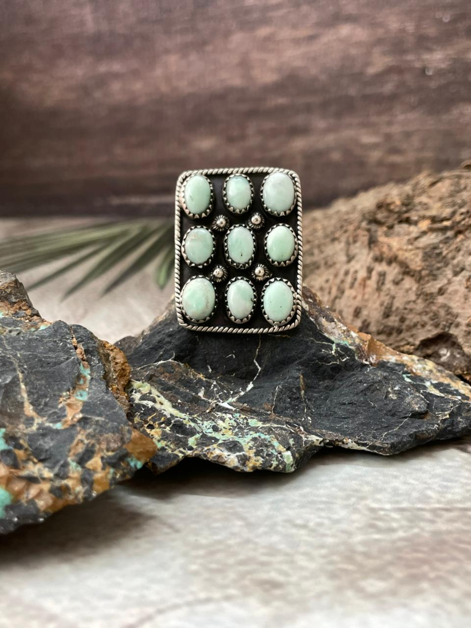 Handmade Sterling Silver Paloma Turquoise Adjustable Ring "Signed Nizhoni"