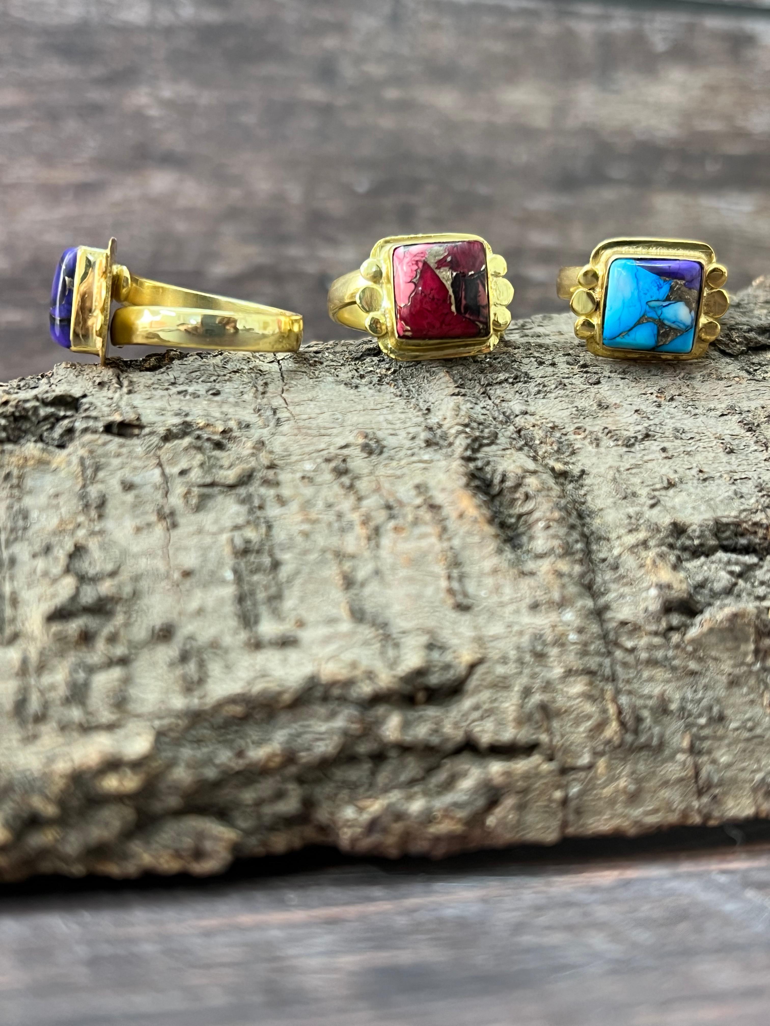 “The Golden Collection” Natural Multi Stone Adjustable Ring (9)