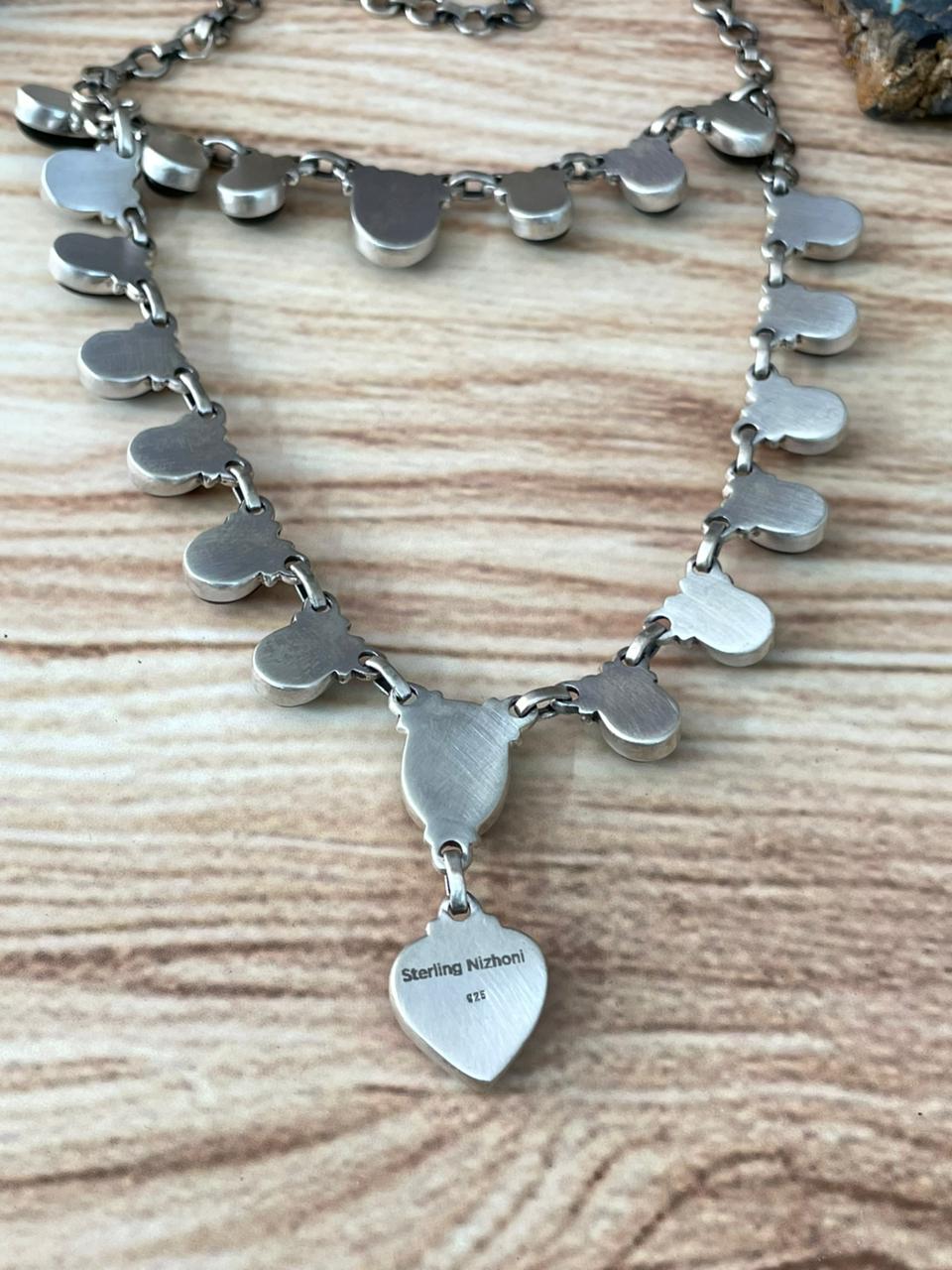 Handmade Sterling Silver Black Onyx Double Strand Necklace "Signed Nizhoni"