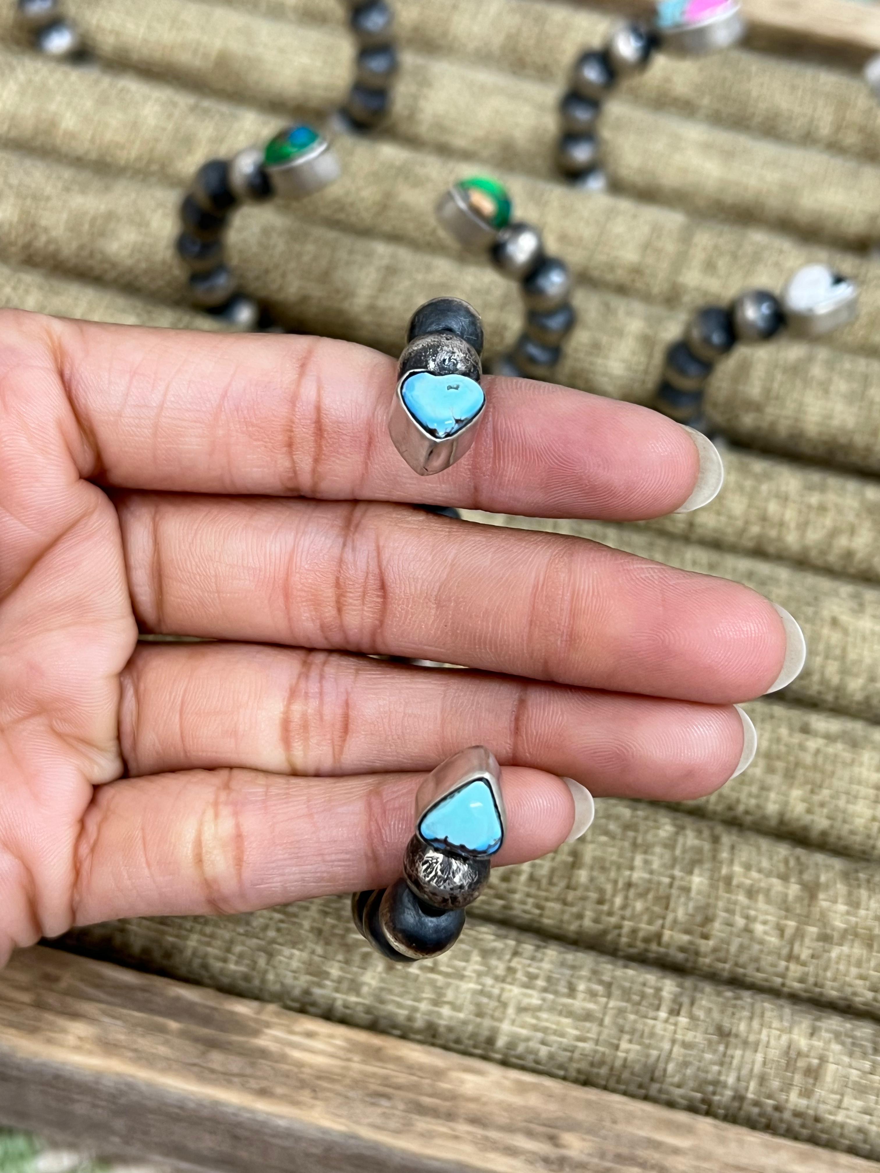 Handmade Sterling Silver Multi Stone Cuff Bracelet, Signed Nizhoni