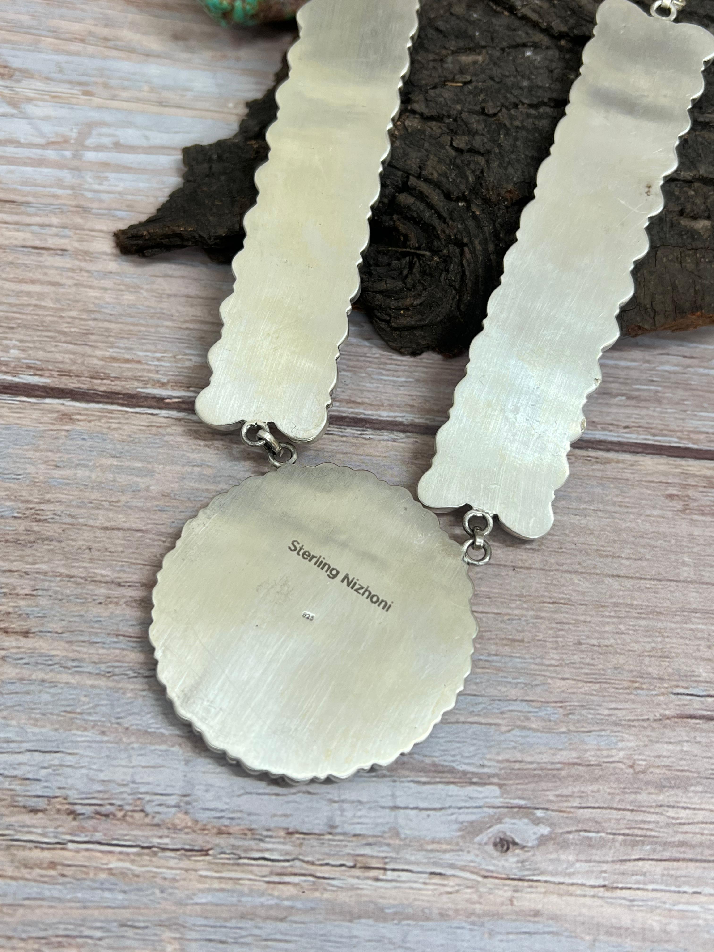 Handmade Sterling Silver Black Onyx, Bumblebee Necklace Signed Nizhoni