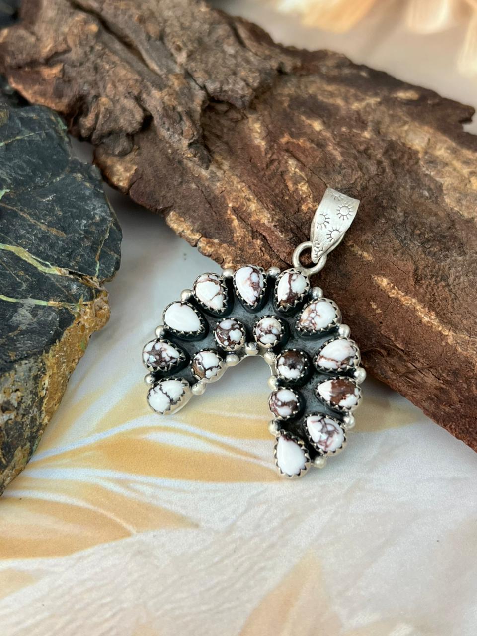 Handmade Sterling Silver Wildhorse Magnesite Pendant "Signed Nizhoni"