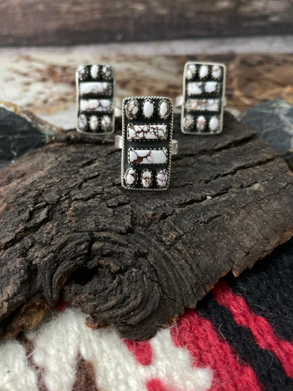 Handmade Sterling Silver Wildhorse Magnesite Adjustable Ring "Signed Nizhoni"