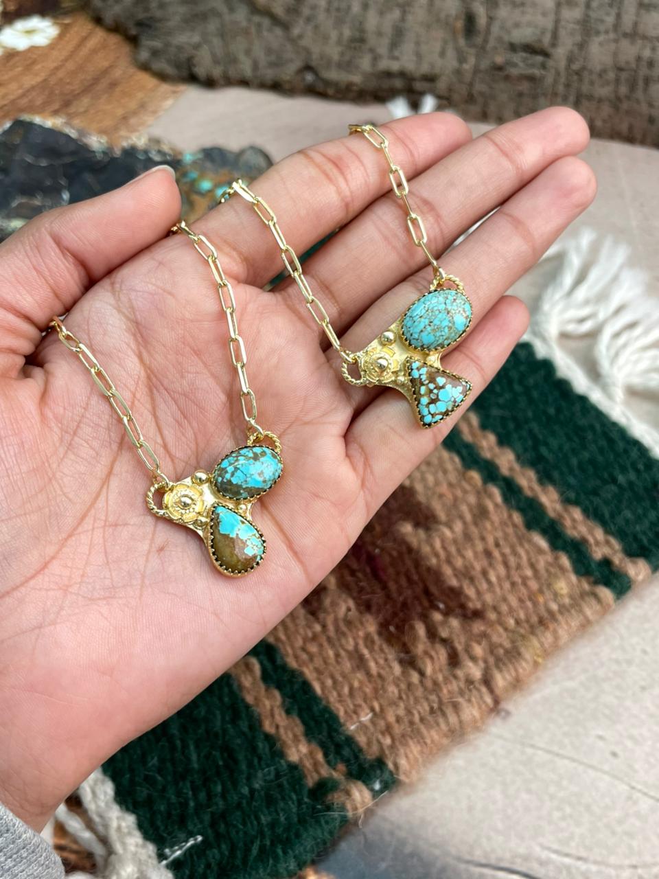 “The Golden Collection” Handmade Number 8 Turquoise with Gold Necklace