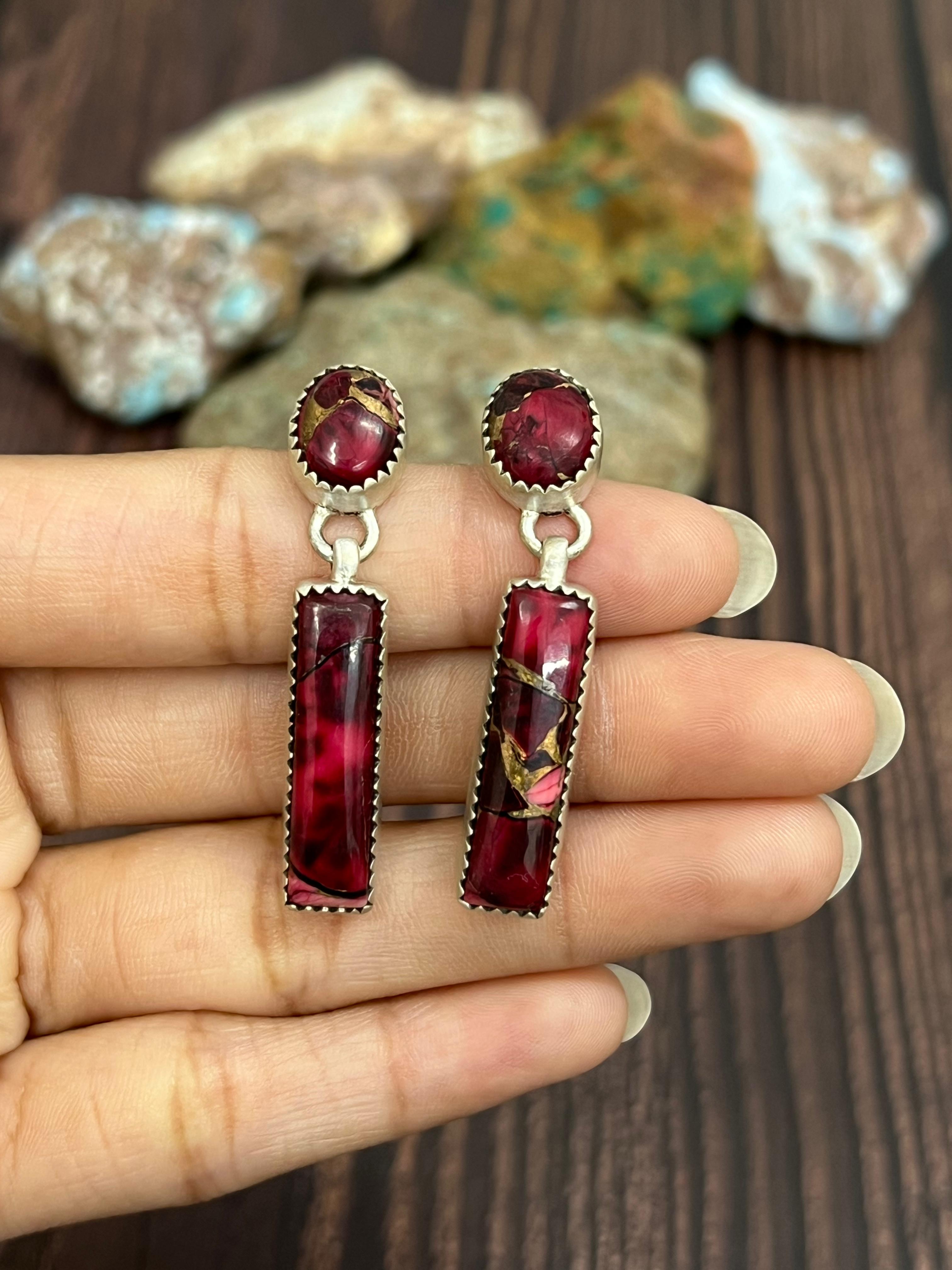 Handmade Sterling Silver Dahlia Rose Post Studs with Signed Nizhoni