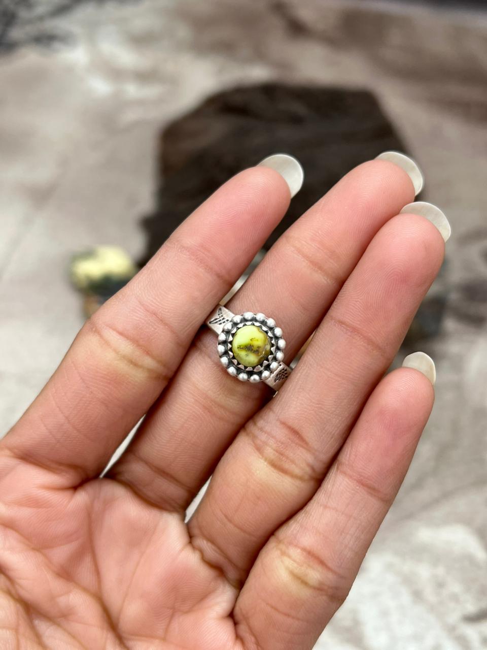 Handmade Sterling Silver Palomino Turquoise Adjustable Ring "Signed Nizhoni"