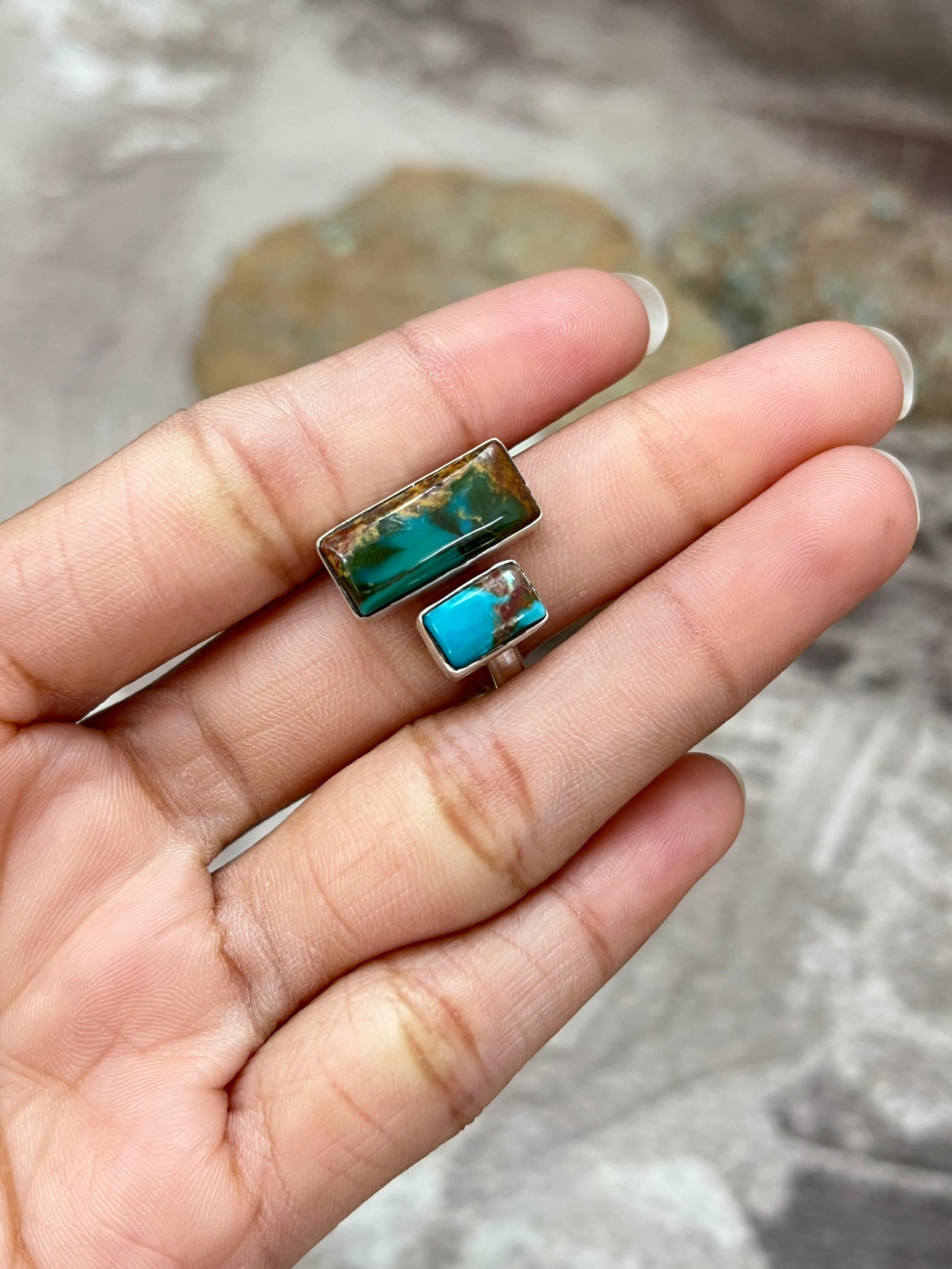 Handmade Sterling Silver Hardy Pit Adjustable Ring with Signed Nizhoni