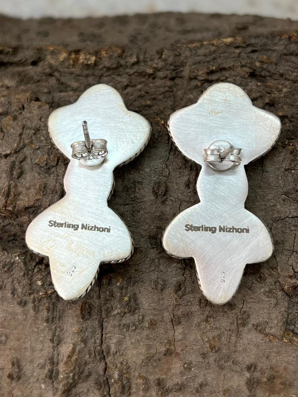 Handmade Sterling Silver Hot Pink Post Earrings "Signed Nizhoni"