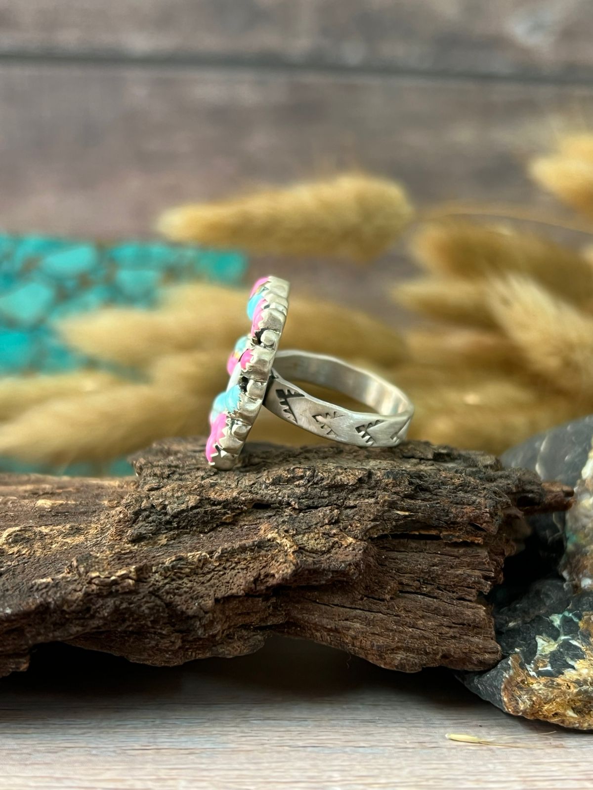 Handmade Sterling Silver Cotton Candy Adjustable Ring "Signed Nizhoni"