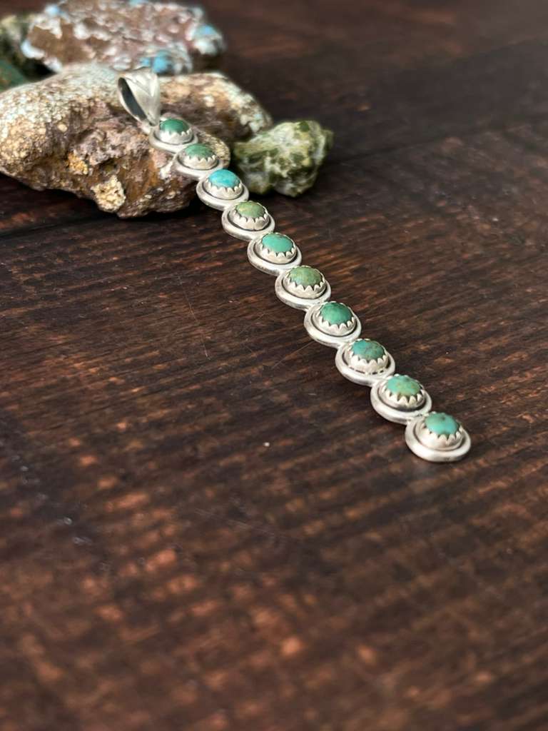 Handmade Sterling Silver Kingman Turquoise Pendant "Signed Nizhoni"