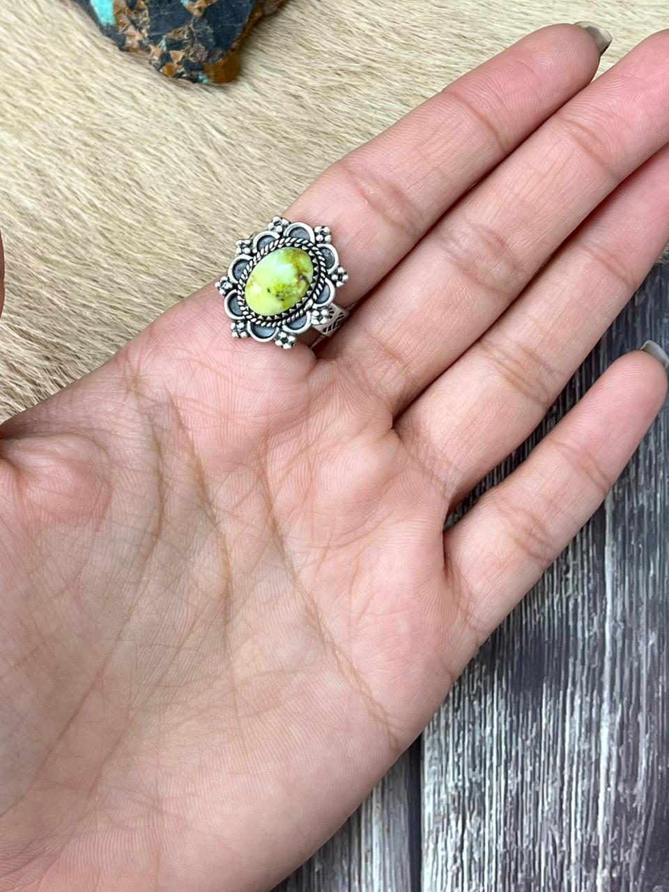 Handmade Sterling Silver Palomino Turquoise Adjustable Ring "Signed Nizhoni"