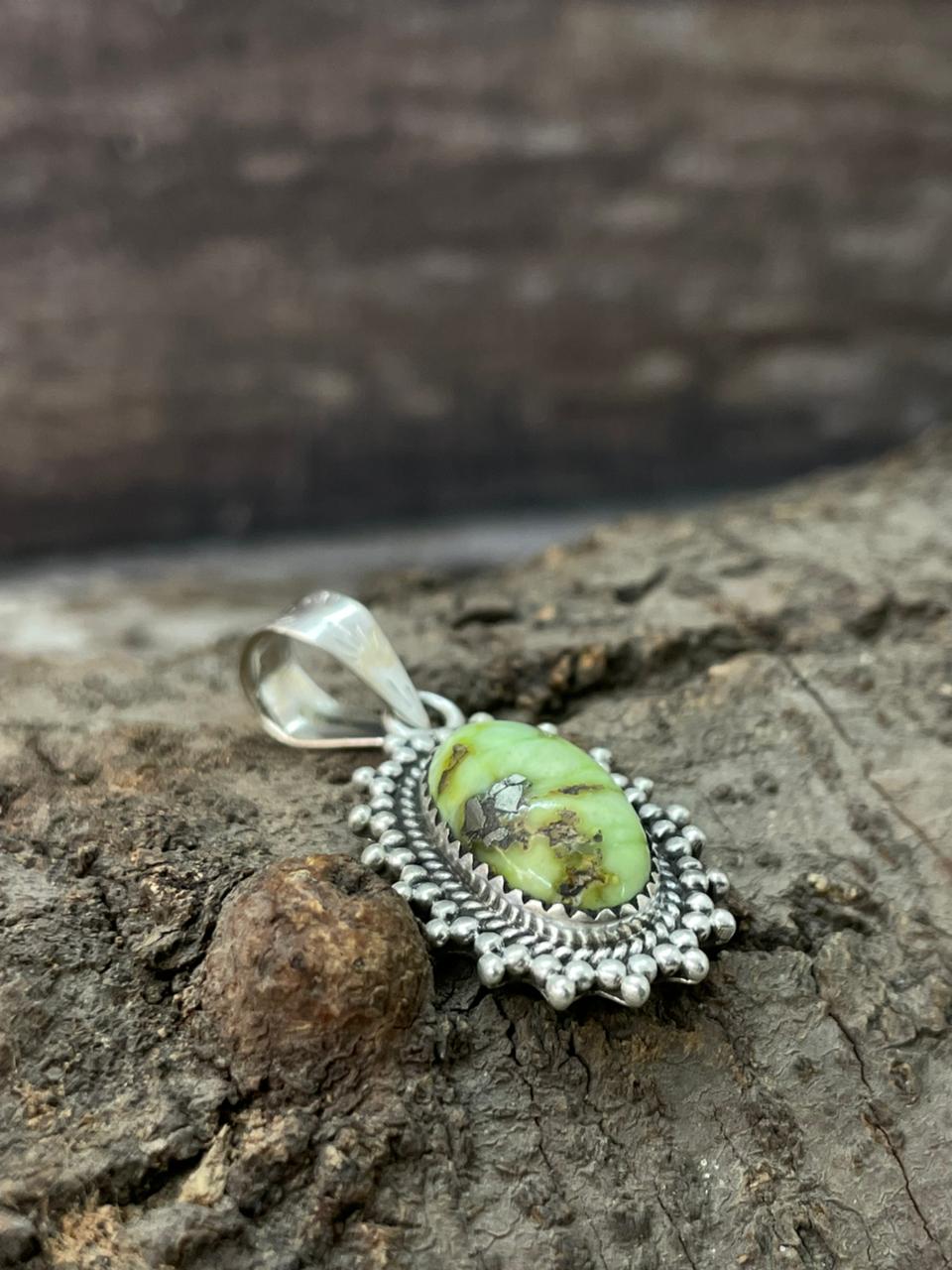 Handmade Sterling Silver Palomino Turquoise Pendant "Signed Nizhoni"