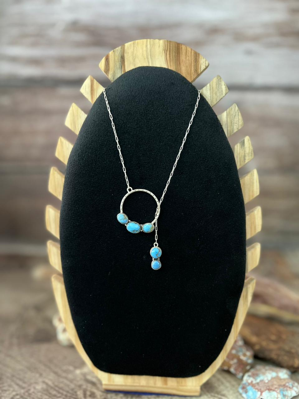 Handmade Sterling Silver Golden Hills Turquoise Necklace "Signed Nizhoni"