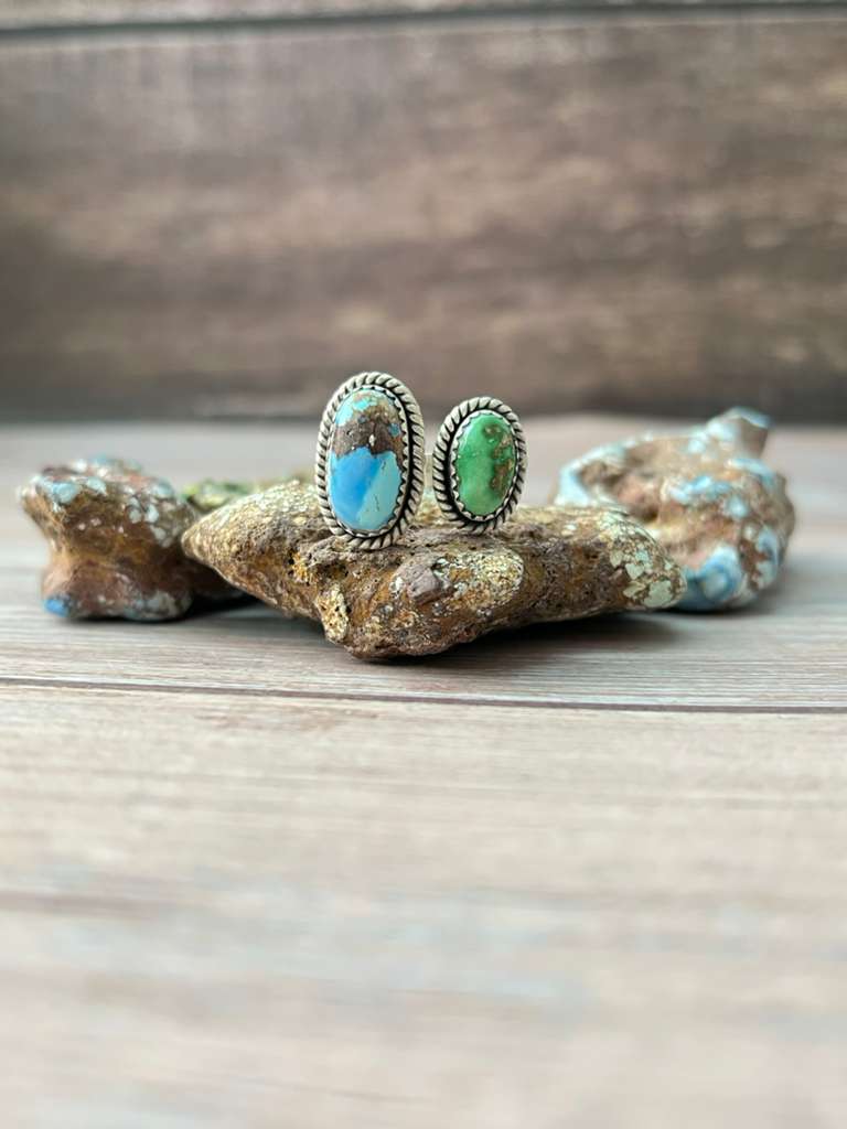 Handmade Sterling Silver Golden Hills with Sonoran Mountain Turquoise Adjustable Ring "Signed Nizhoni"