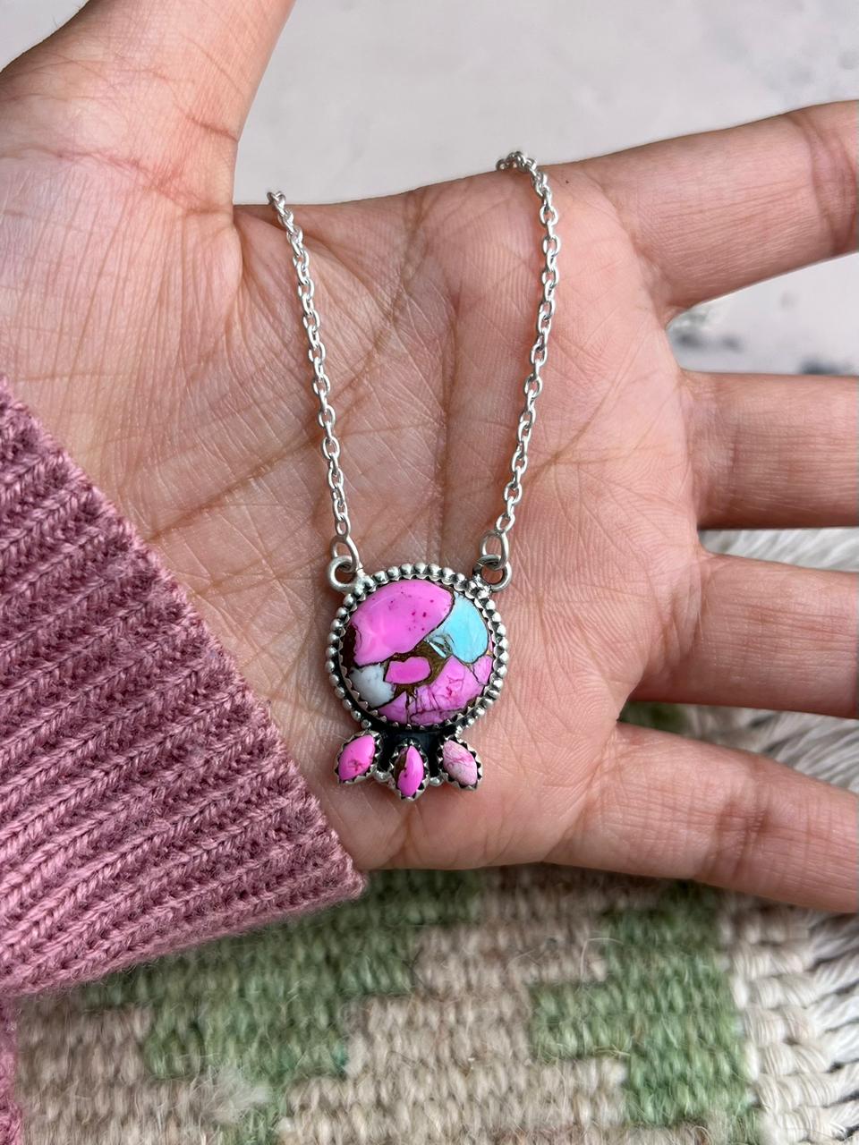 Handmade Sterling Silver Cotton Candy Necklace "Signed Nizhoni"