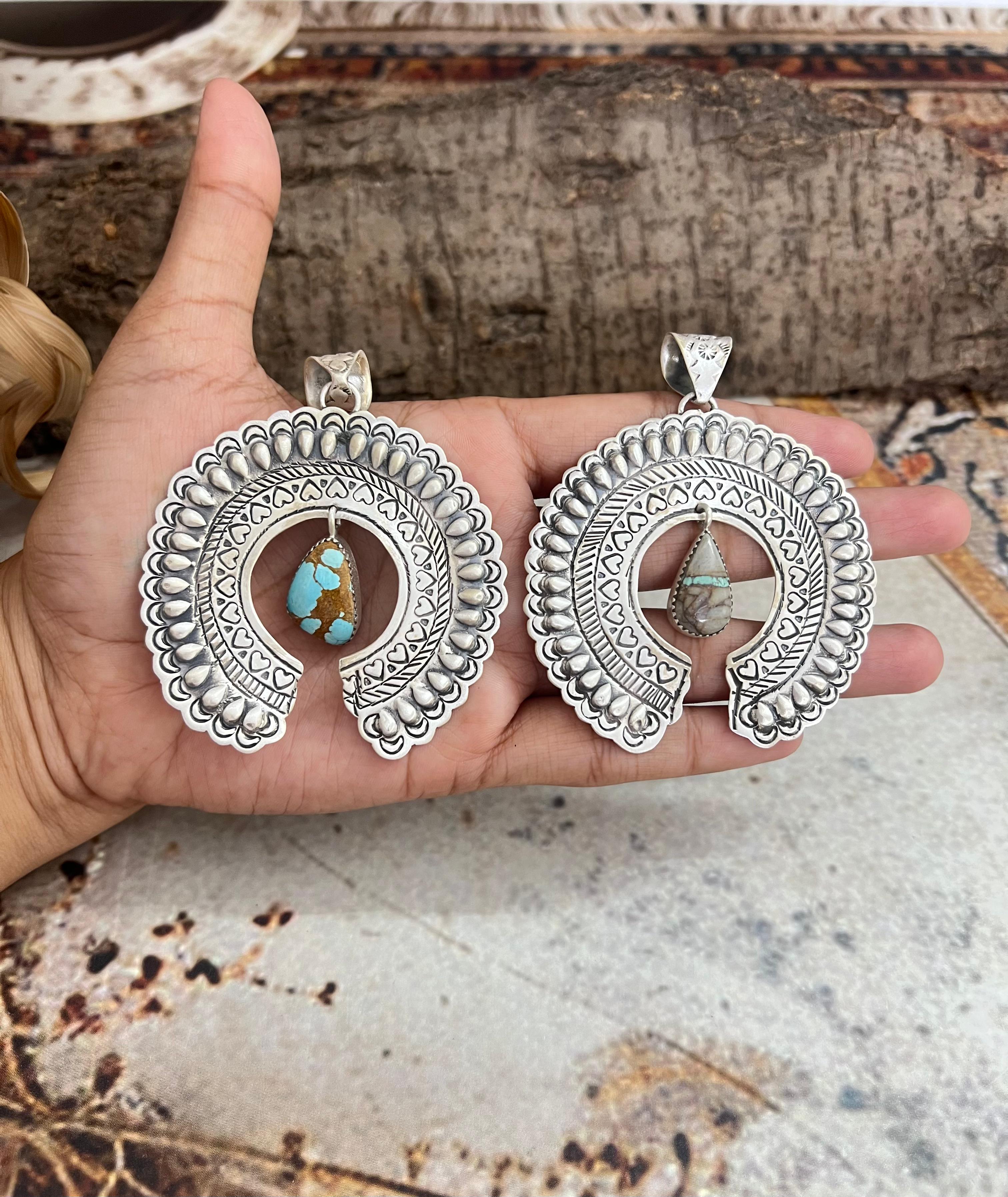 Handmade Sterling Silver Multi Stone Pendant with Signed Nizhoni