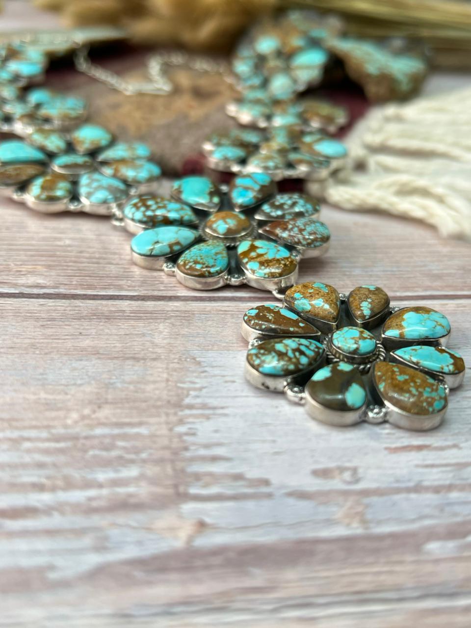 Handmade Sterling Silver Number 8 Turquoise Necklace "Signed Nizhoni"