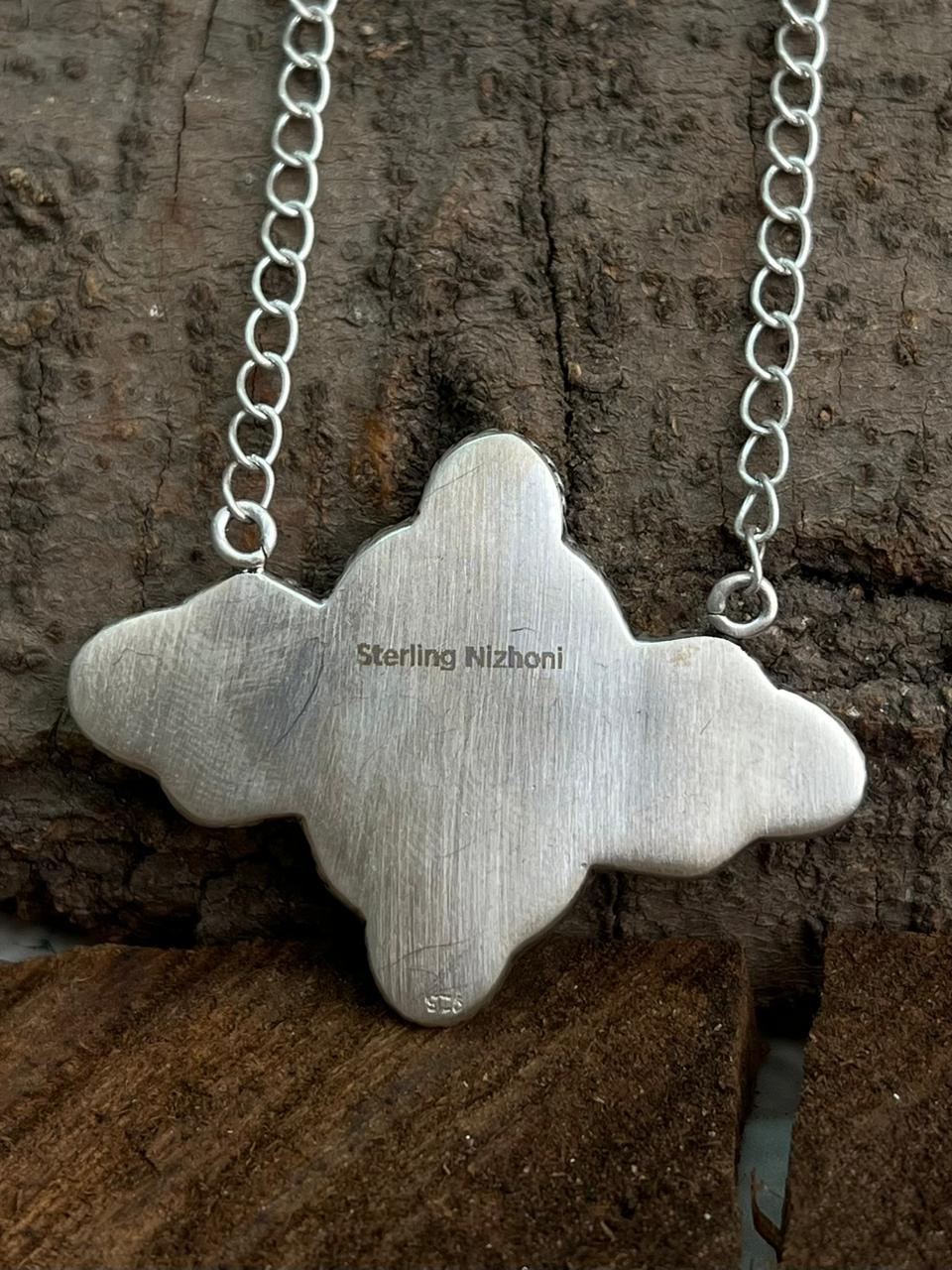 Handmade Sterling Silver Kingman Turquoise Necklace "Signed Nizhoni"