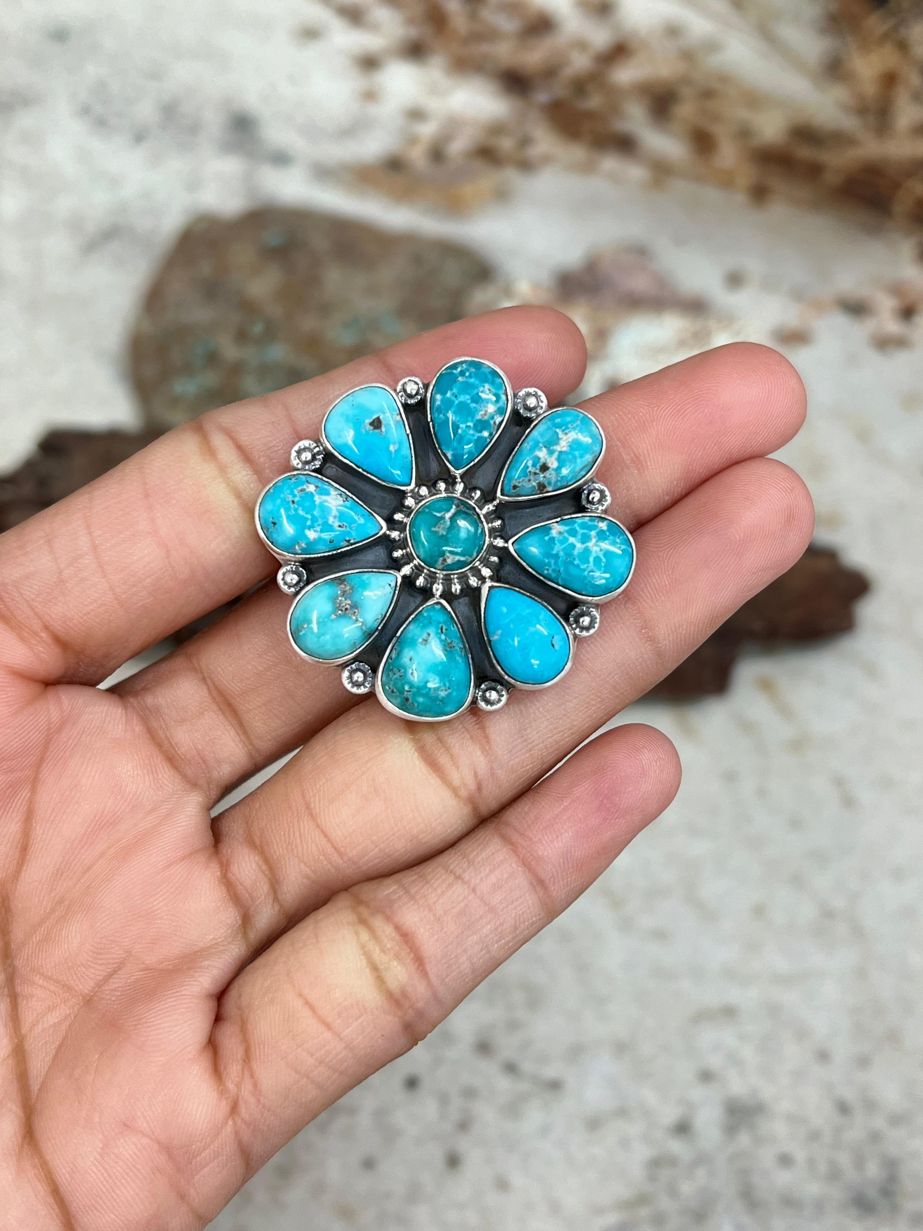 Handmade Sterling Silver White Water Turquoise Studs Signed Nizhoni