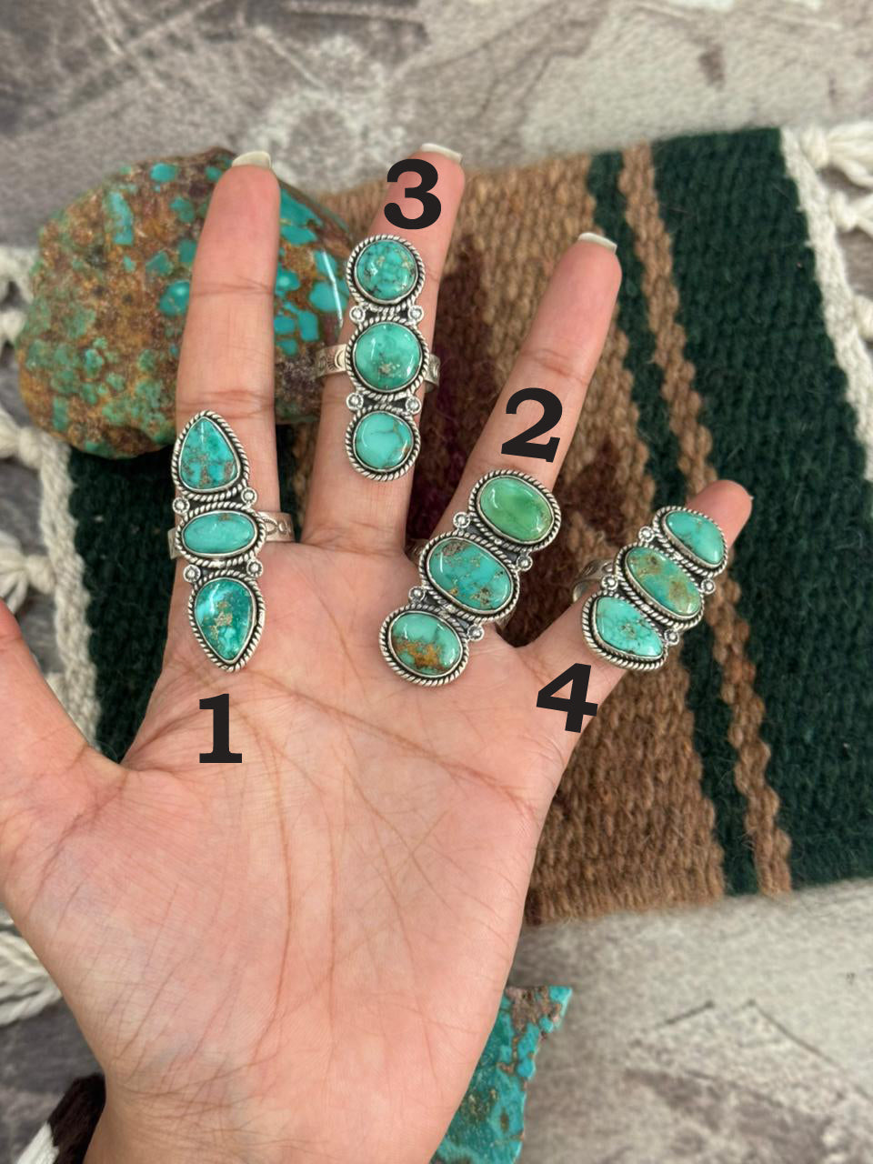 Handmade Sterling Silver Emerald Valley Adjustable Ring "Singed Nizhoni"