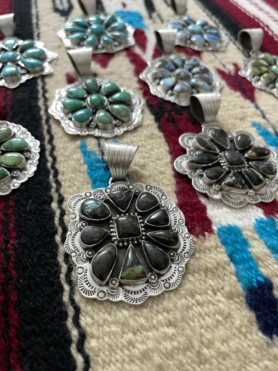 Handmade Sterling Silver Multi Stone Pendant "Signed Nizhoni"