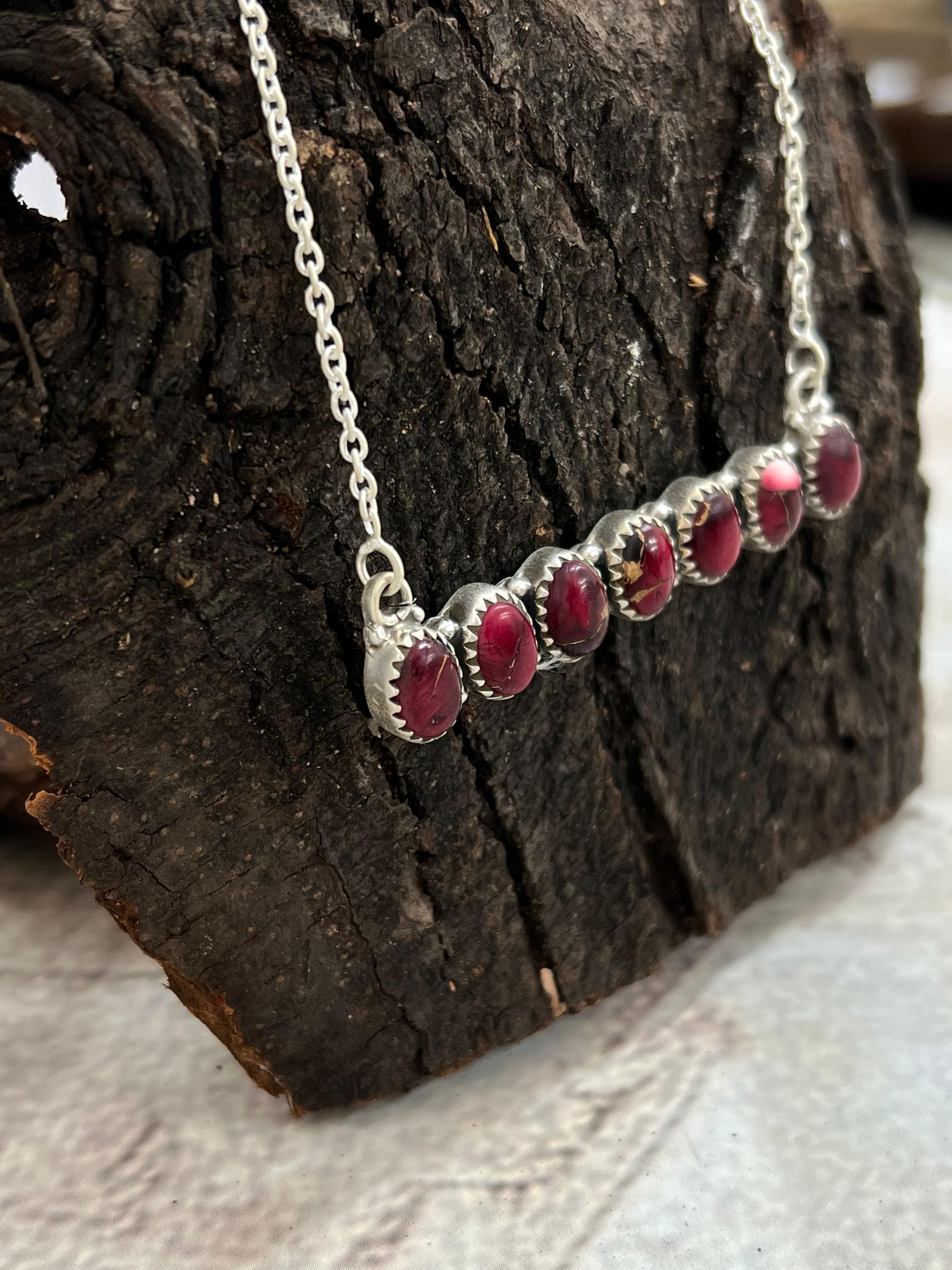 Handmade Sterling Silver Dahlia Rose Necklace with Signed Nizhoni (4)