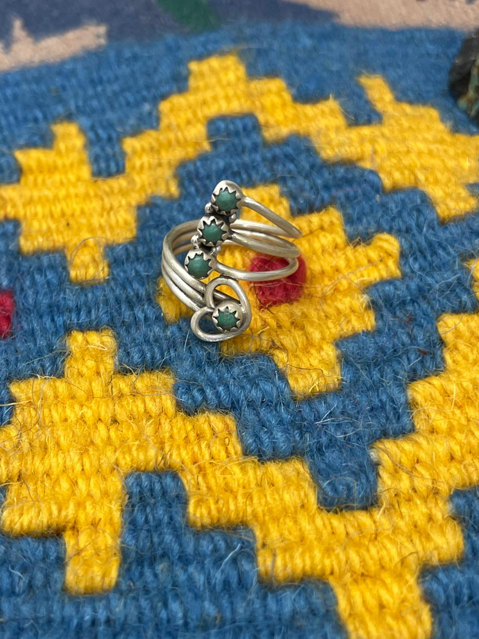 Handmade Sterling Silver Kingman Turquoise Adjustable Ring " Signed Nizhoni"