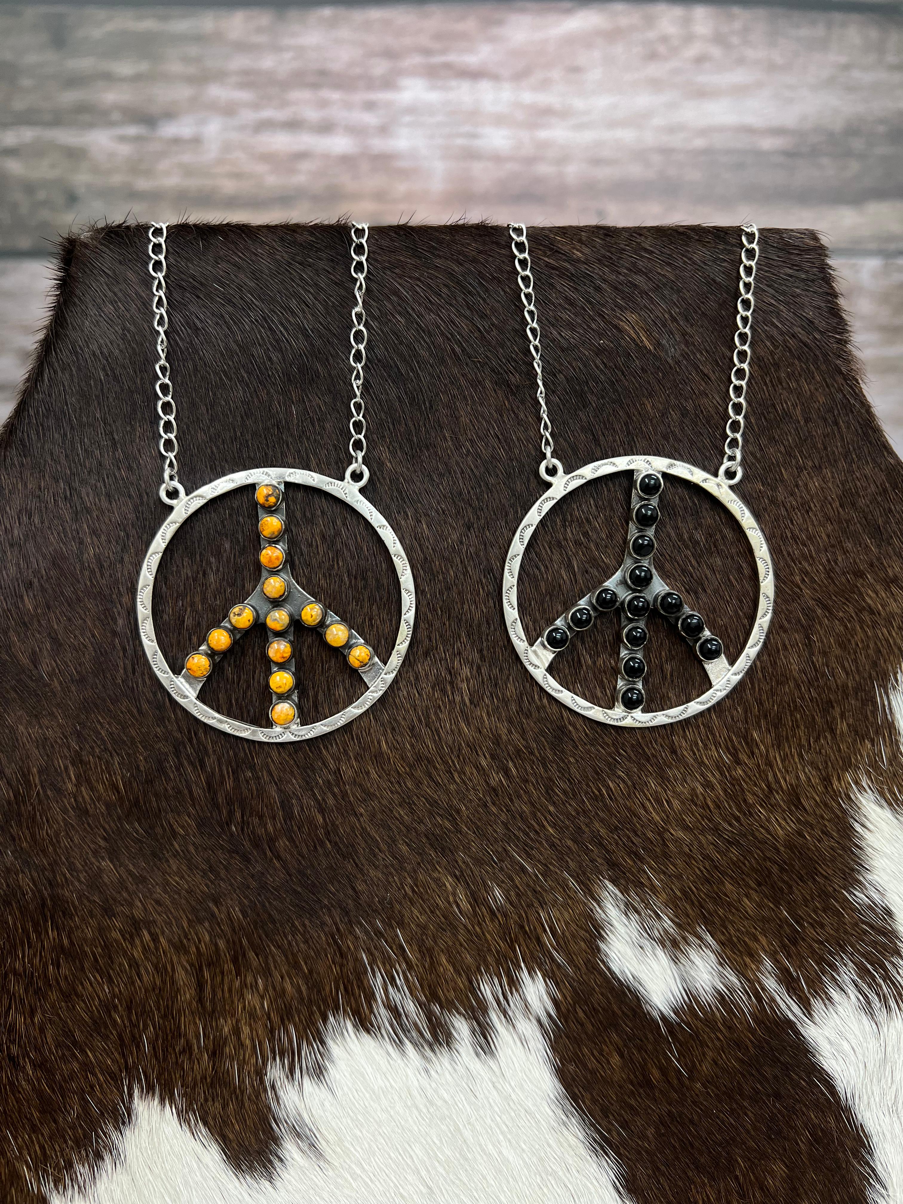 Handmade Sterling Silver Black Onyx, Bumblebee Necklace Signed Nizhoni