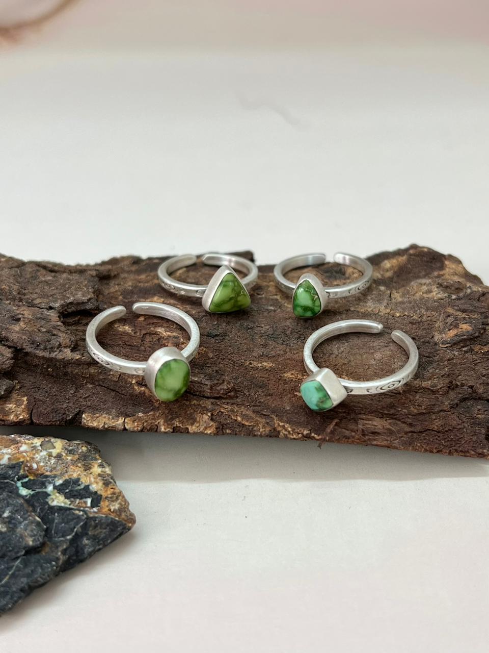 Handmade Sterling Silver Sonoran Mountain Turquoise Adjustable Ring "Signed Nizhoni"