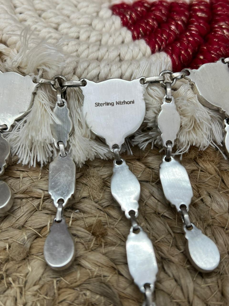 Handmade Sterling Silver Blackjack Turquoise Choker Necklace "Signed Nizhoni"