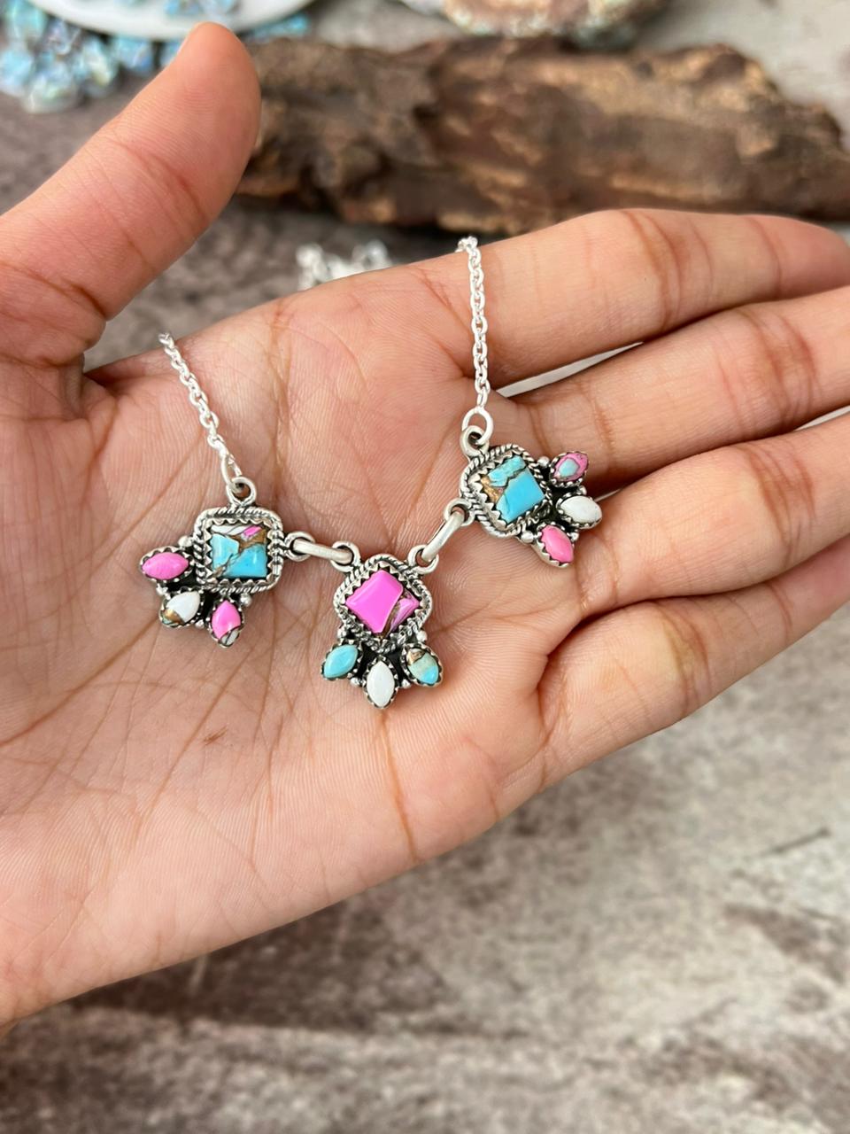 Handmade Sterling Silver Cotton Candy Necklace "Signed Nizhoni"